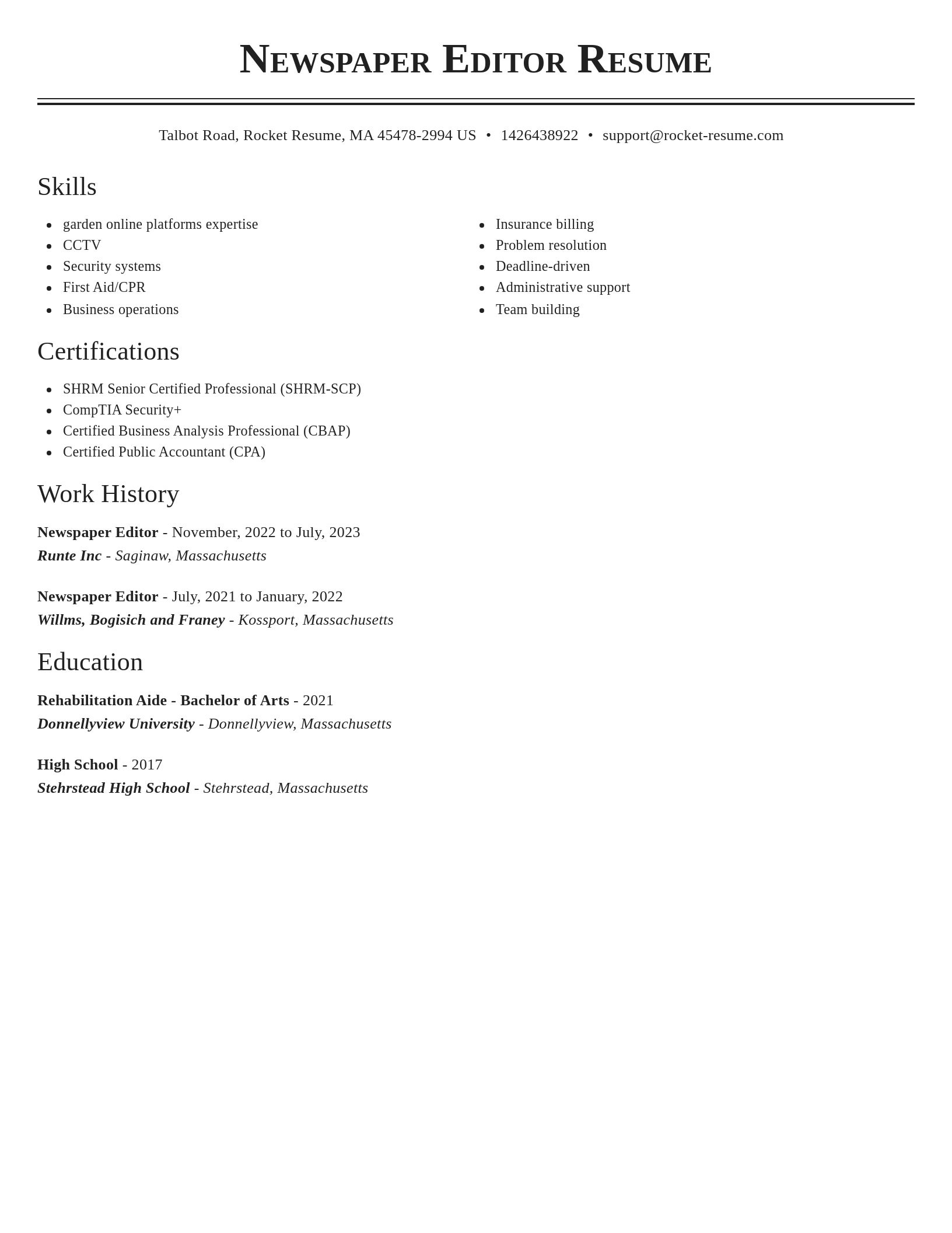 Classic resume template