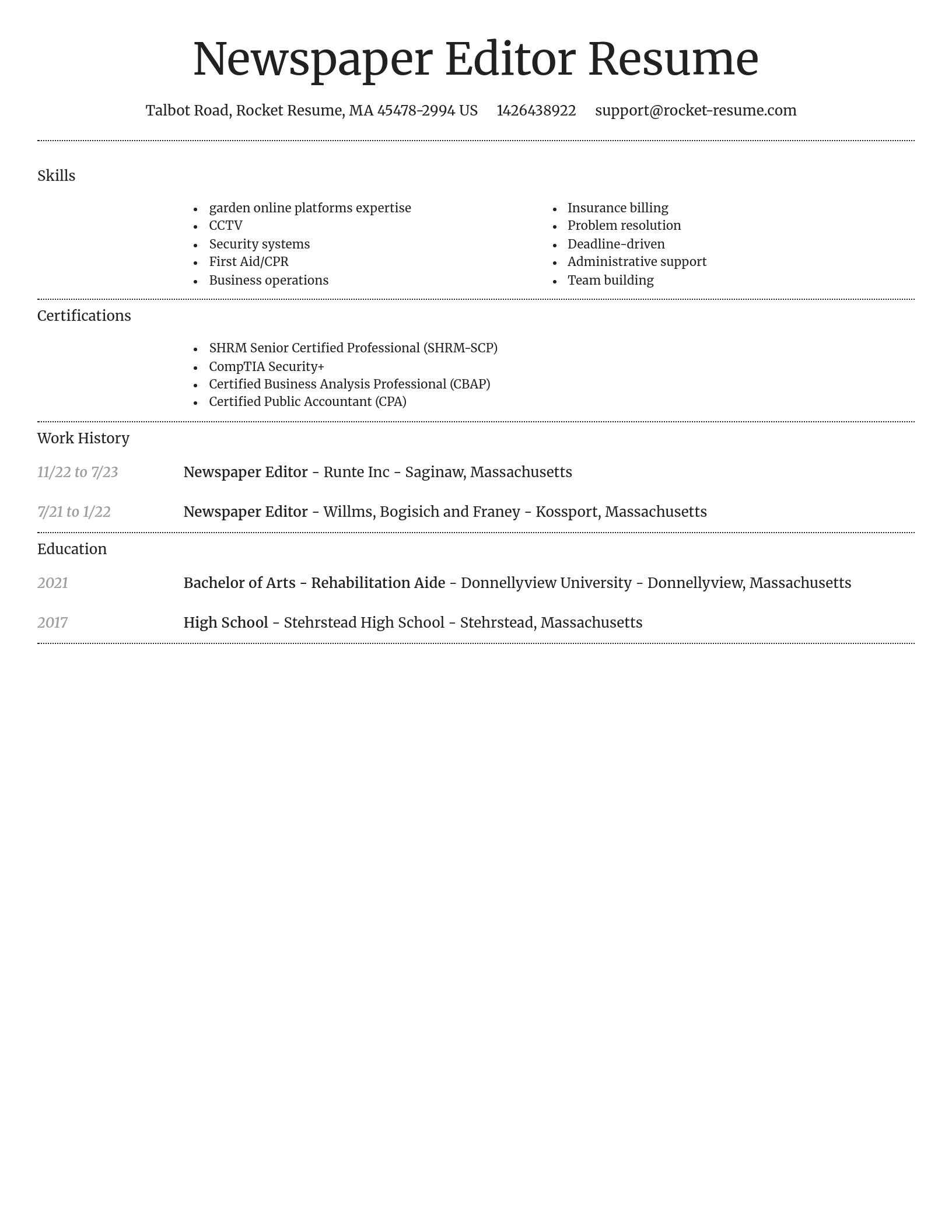 Dignified resume template