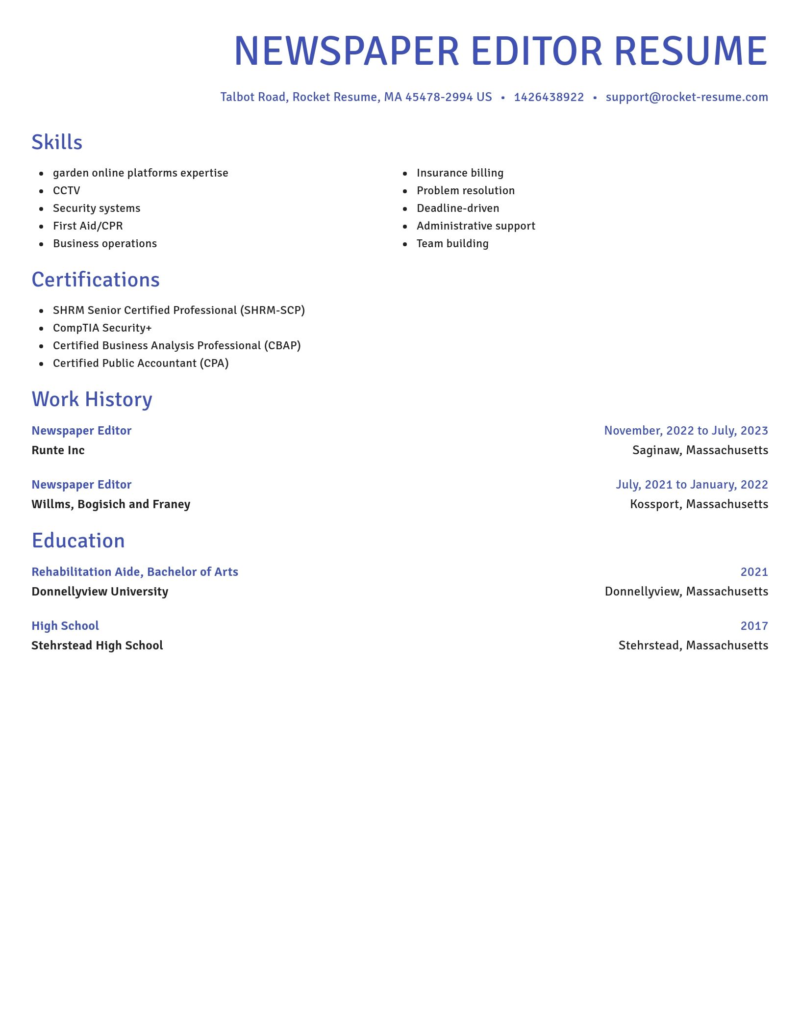 Novel resume template