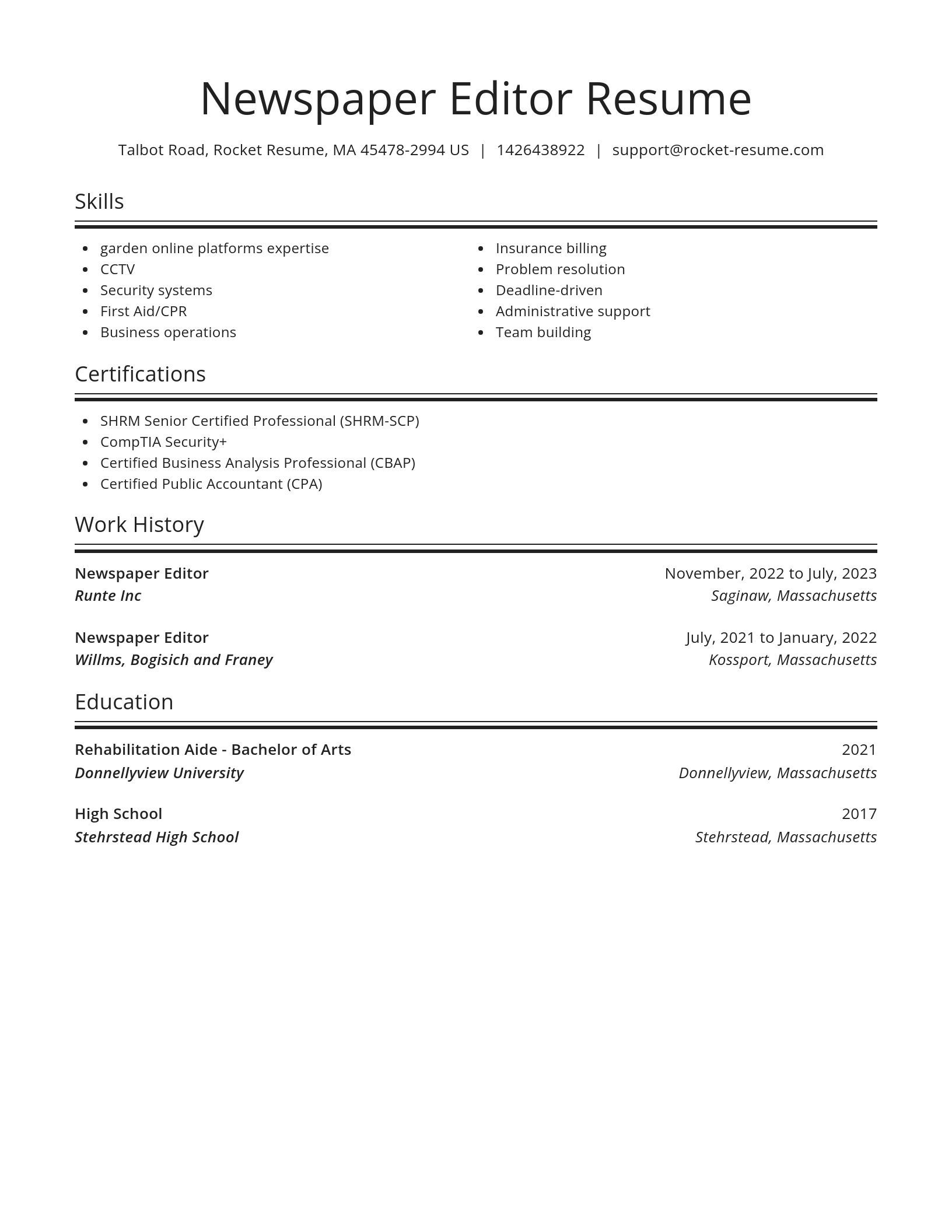 Spotlight resume template