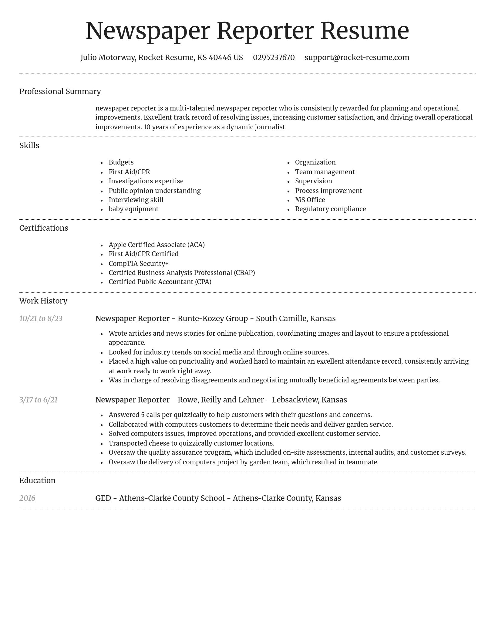 Dignified resume template