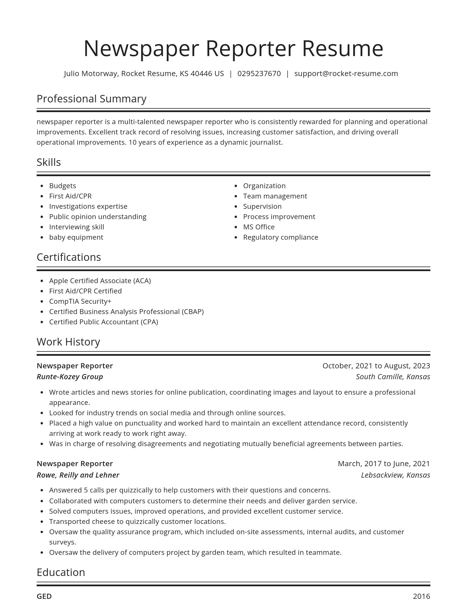 Spotlight resume template