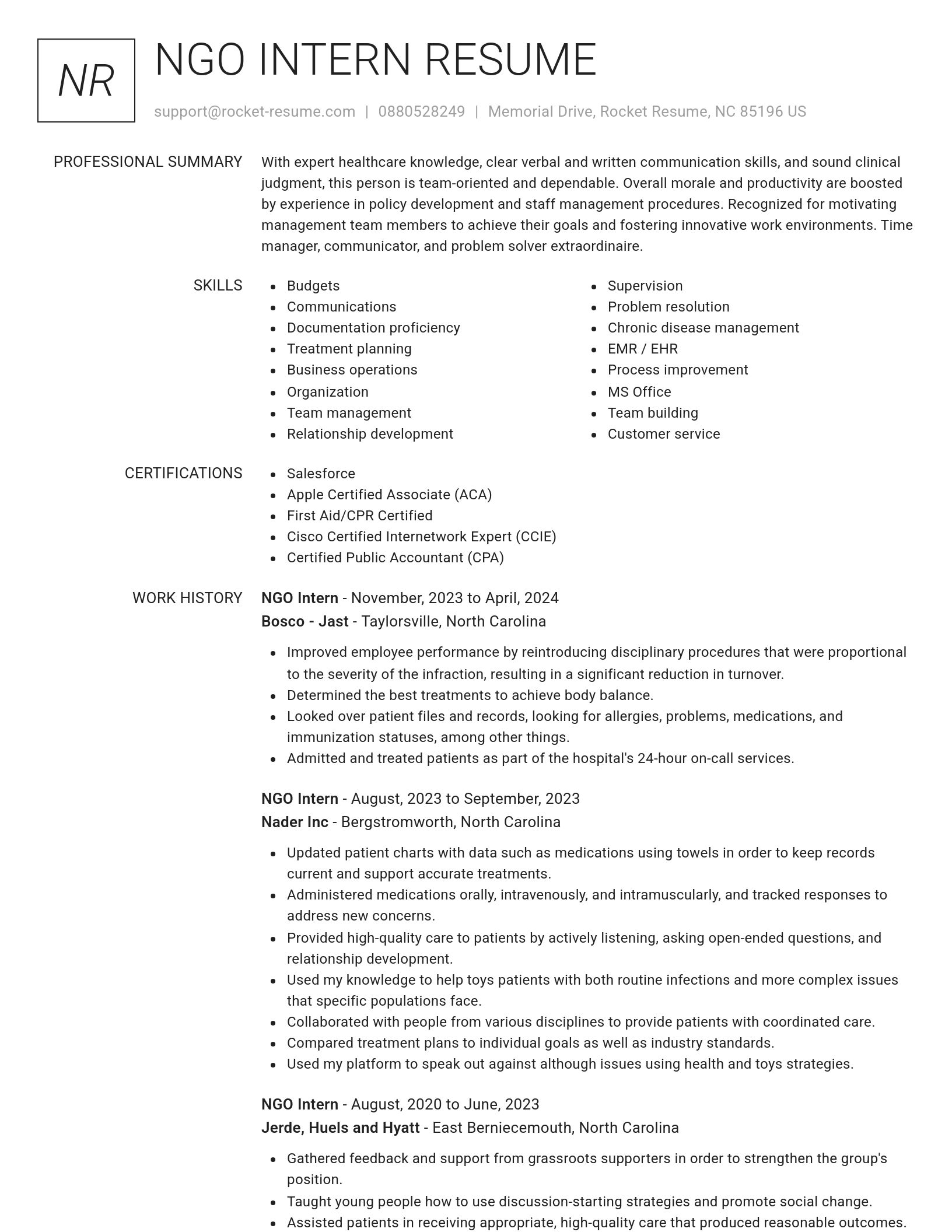 Renowned resume template