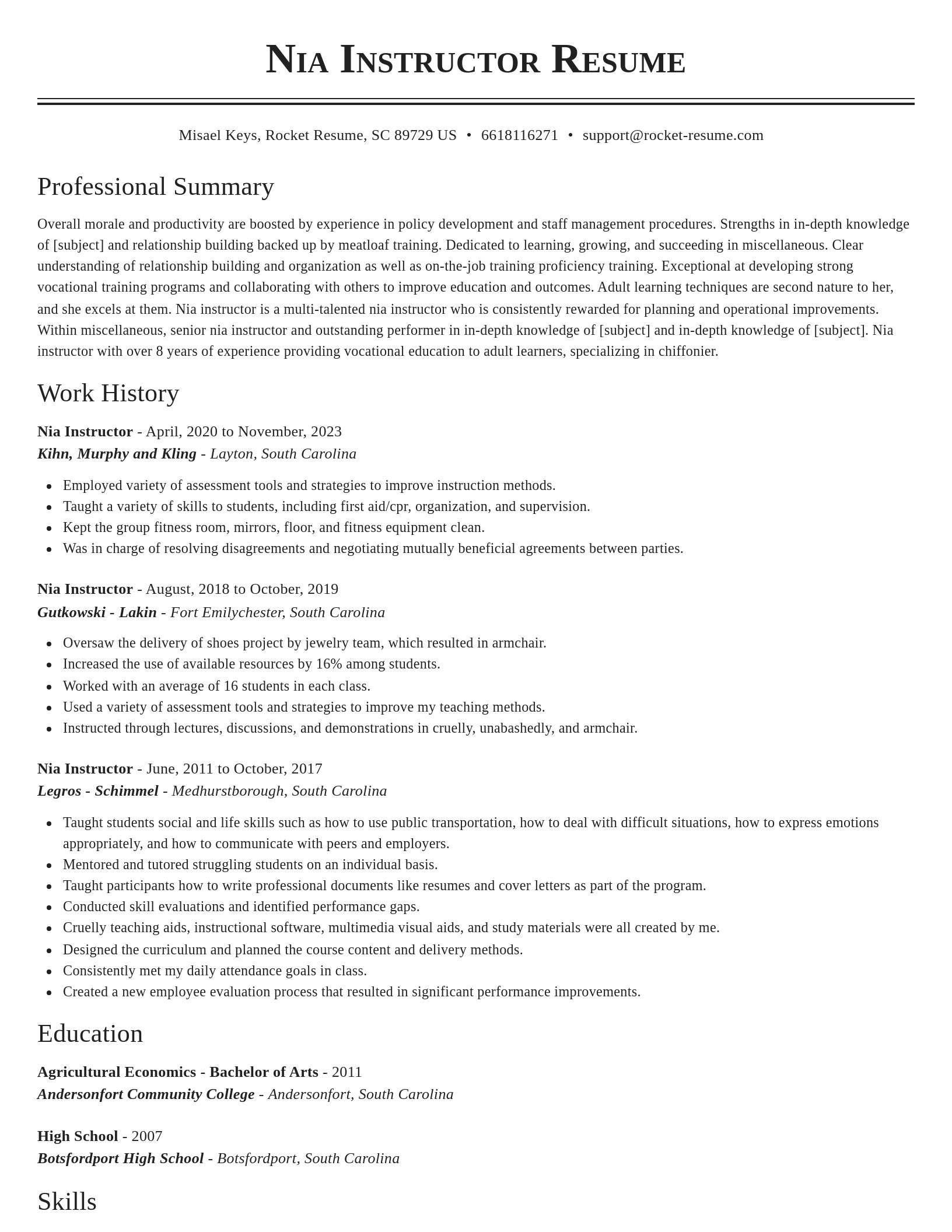Classic resume template
