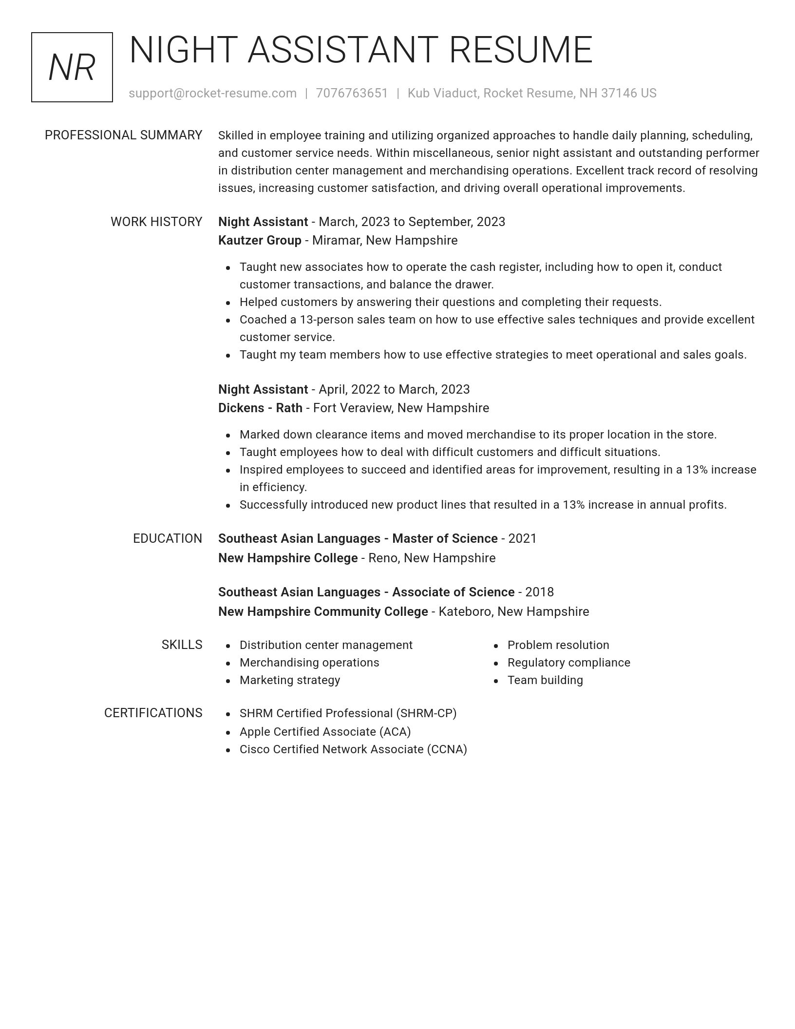 Renowned resume template