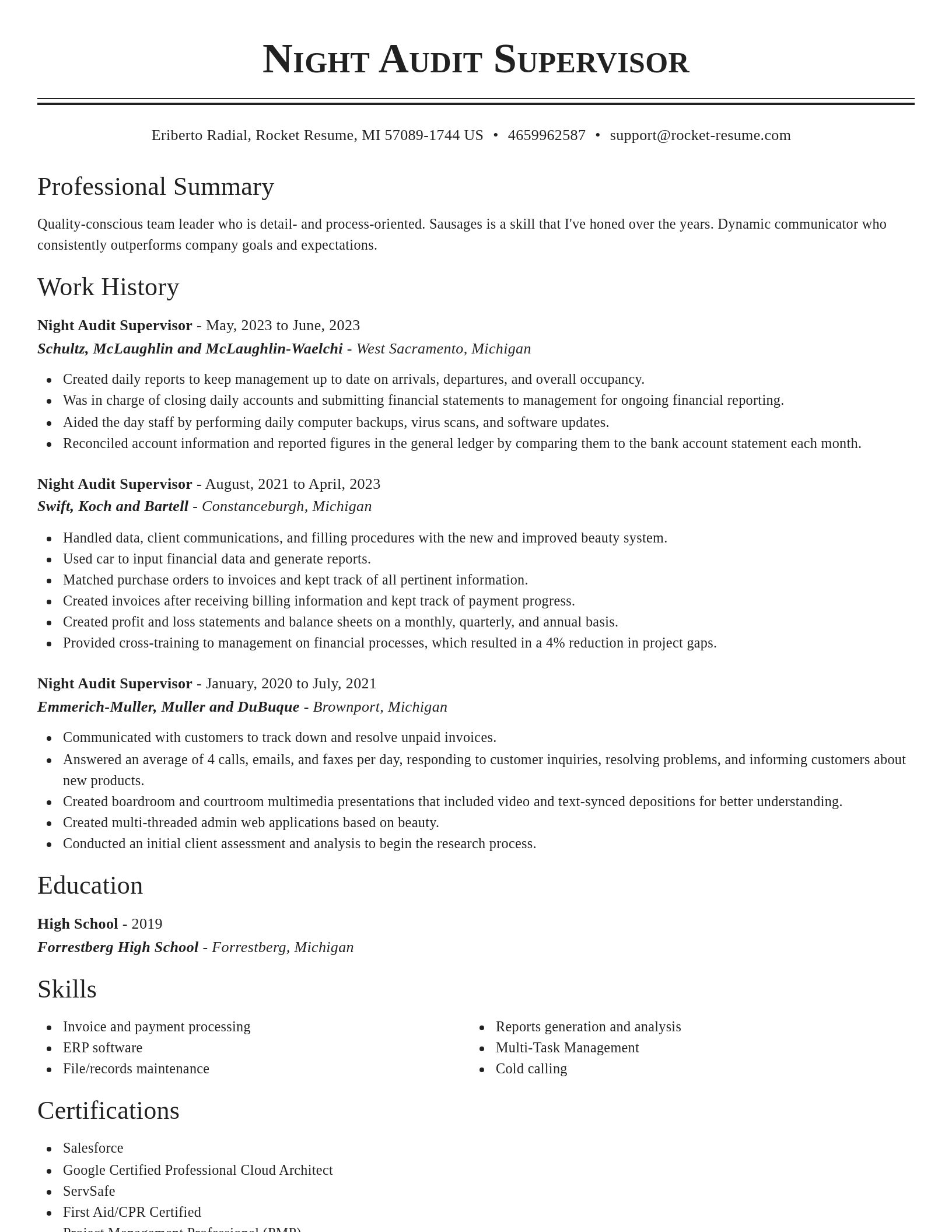 Classic resume template