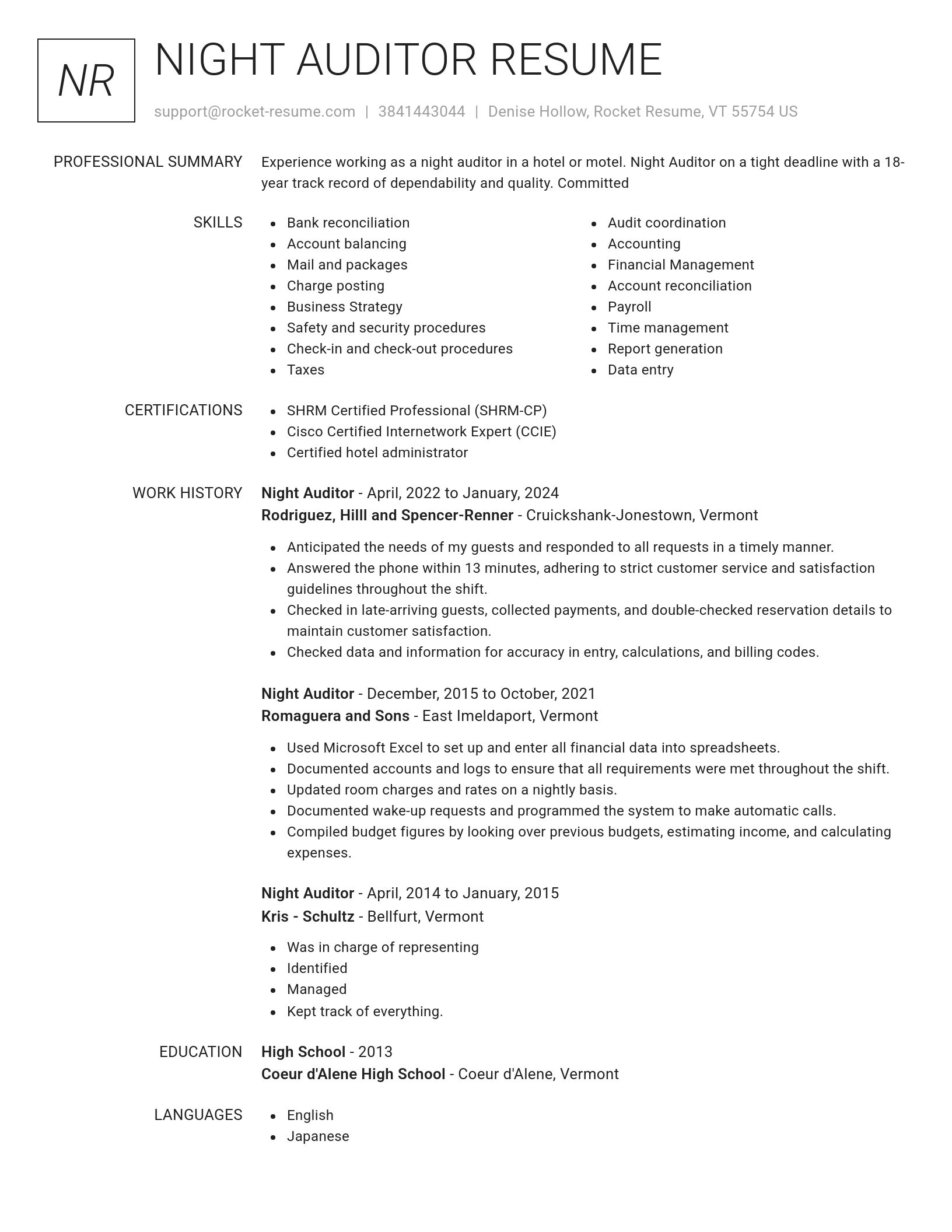Renowned resume template