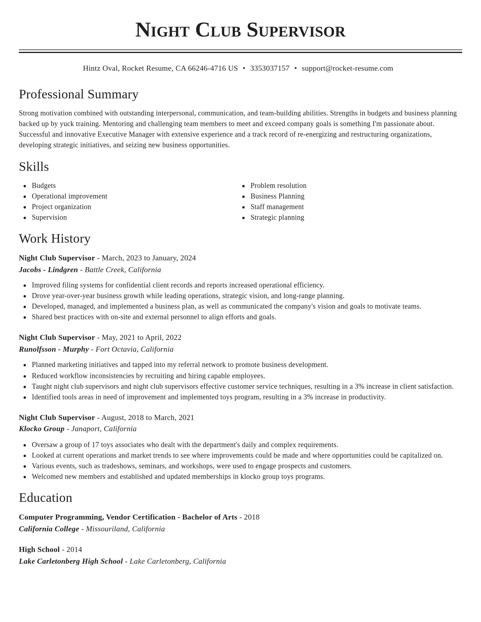 Classic resume template