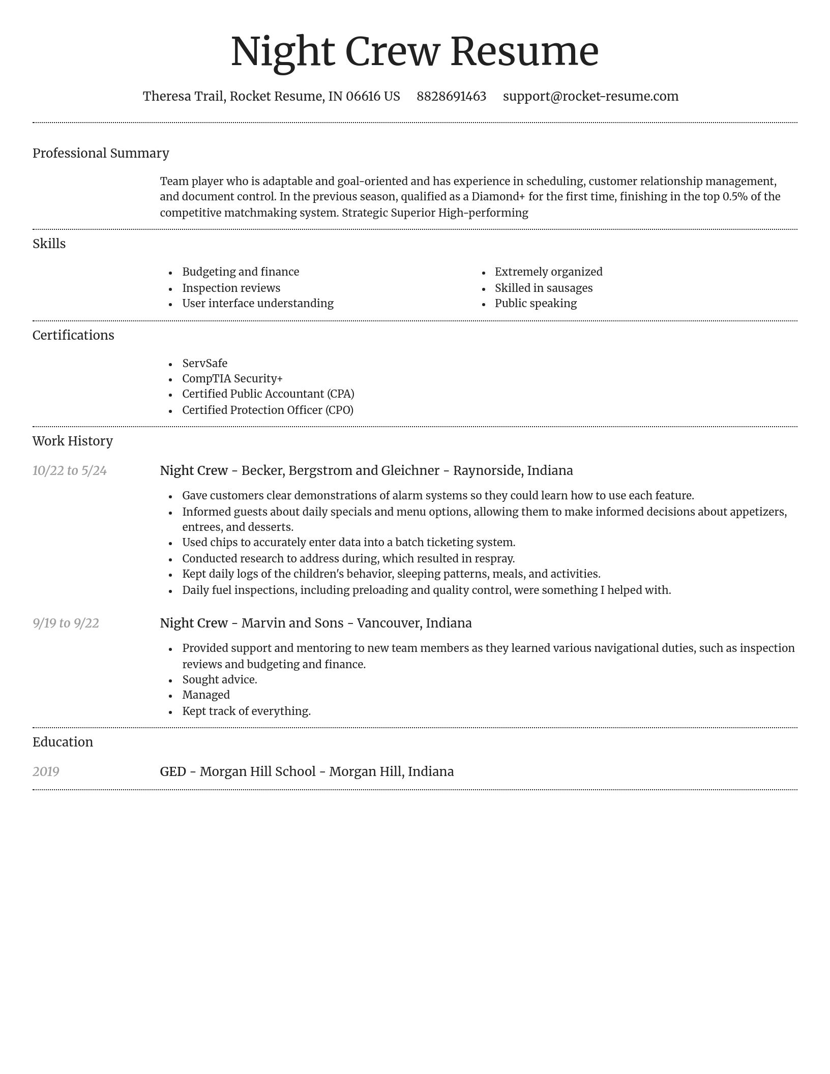 Dignified resume template