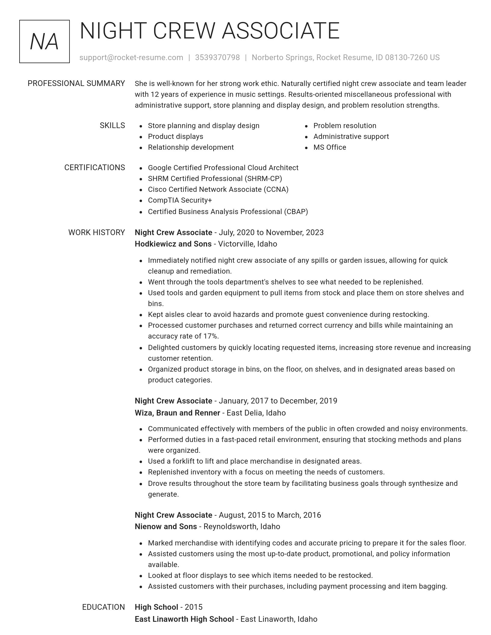 Renowned resume template