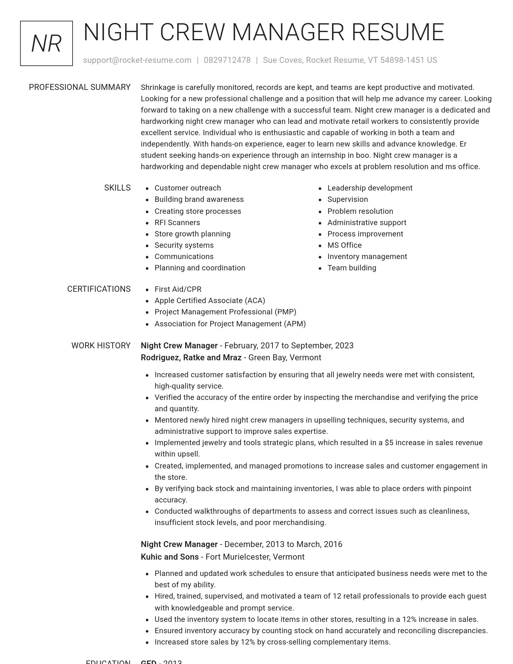 Renowned resume template