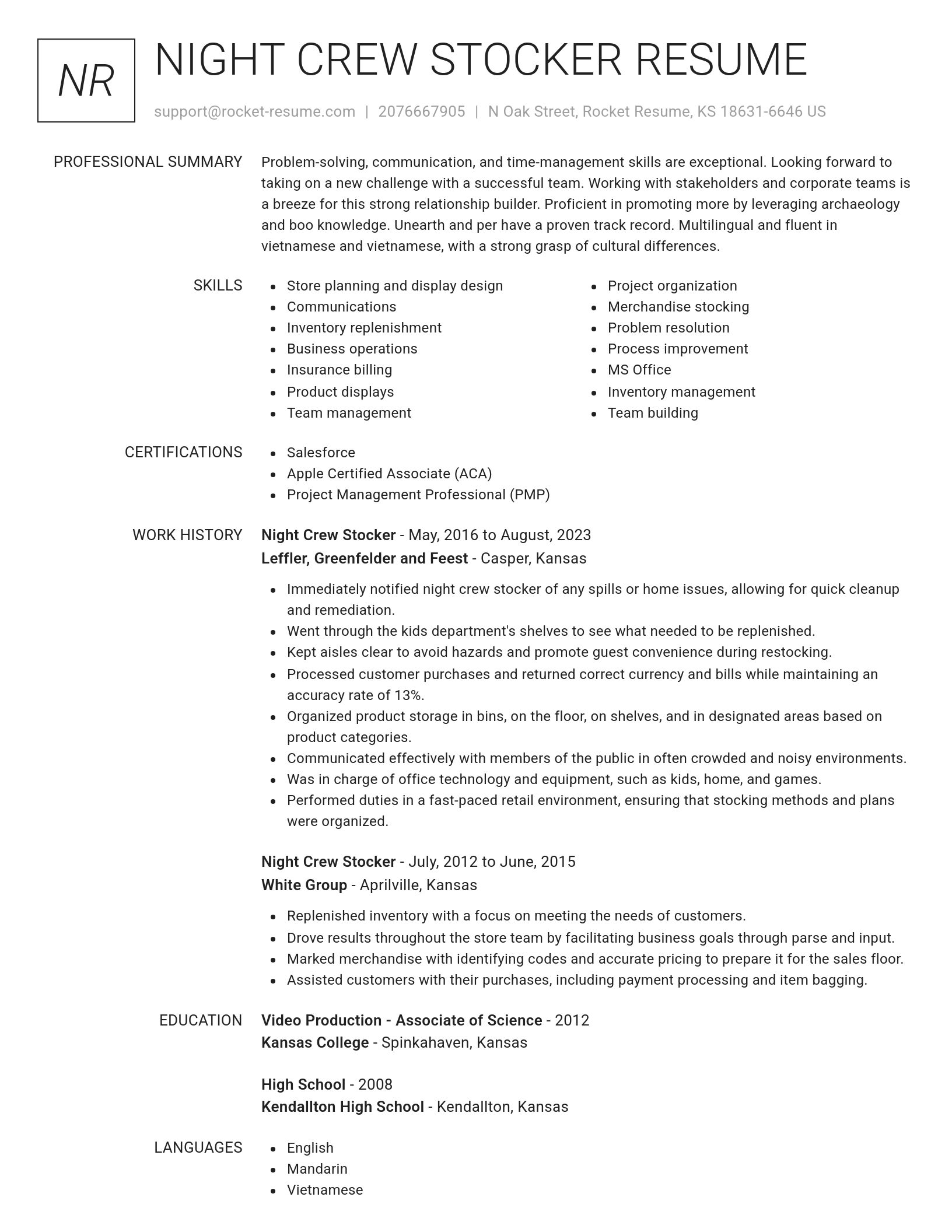 Renowned resume template