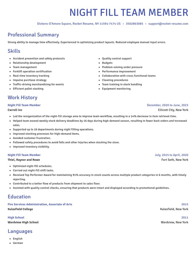 Novel resume template