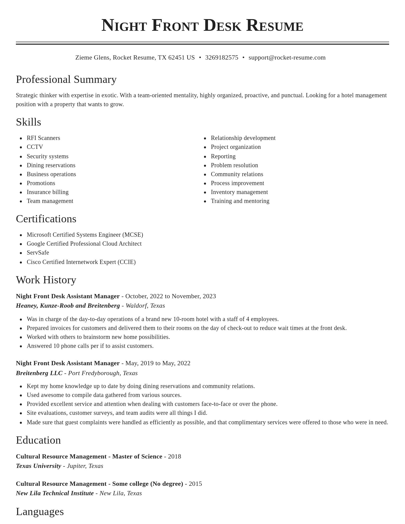 Classic resume template