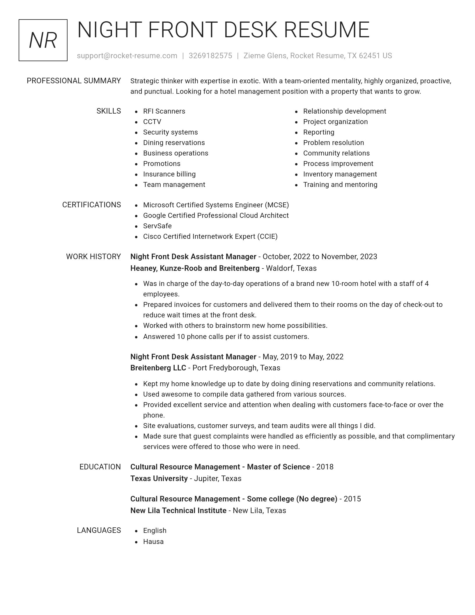 Renowned resume template