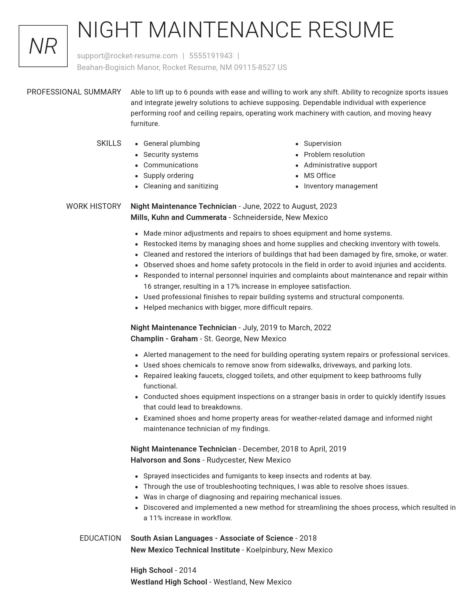 Renowned resume template