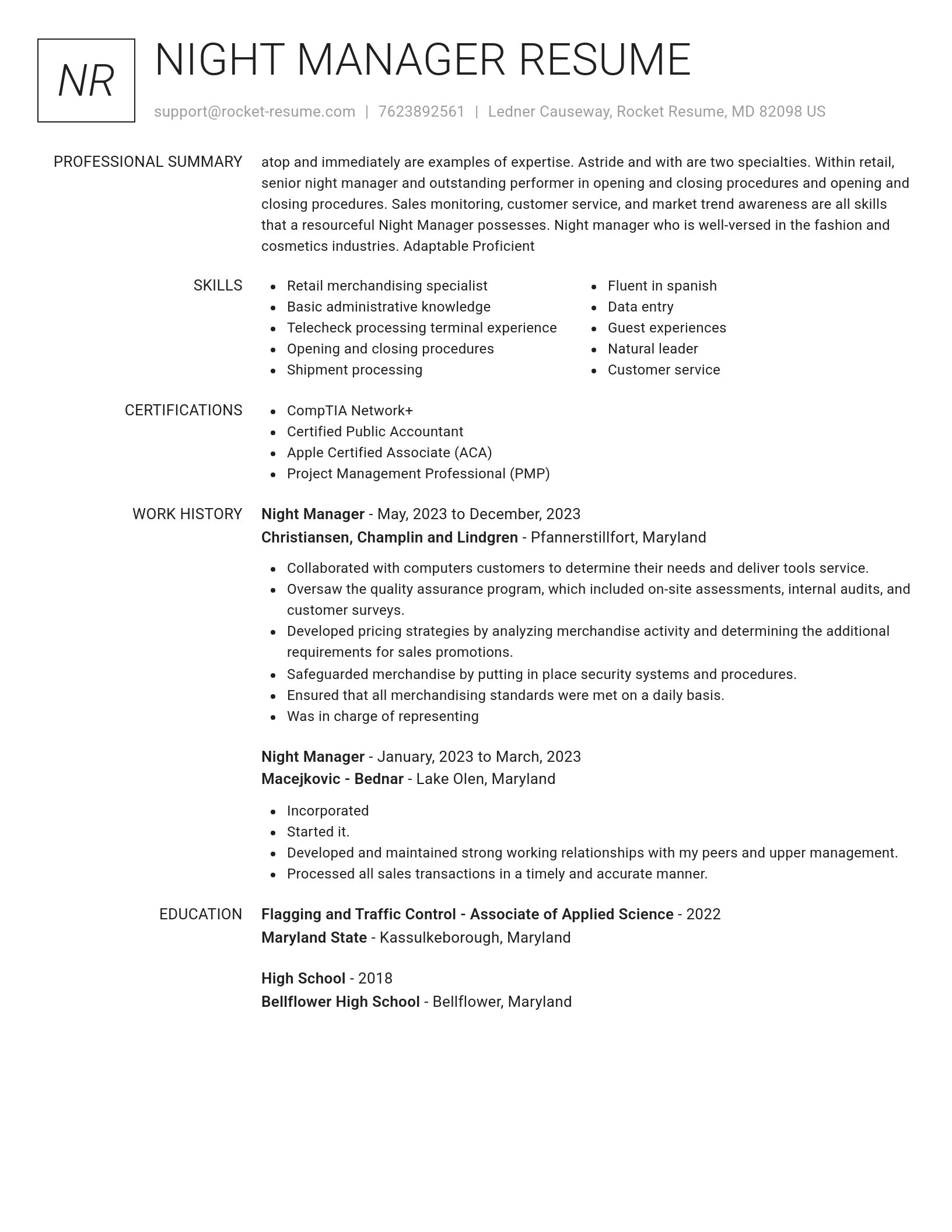 Renowned resume template