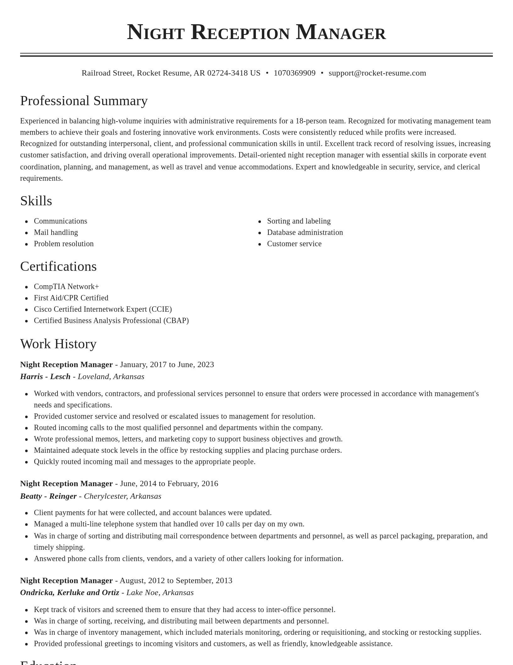 Classic resume template