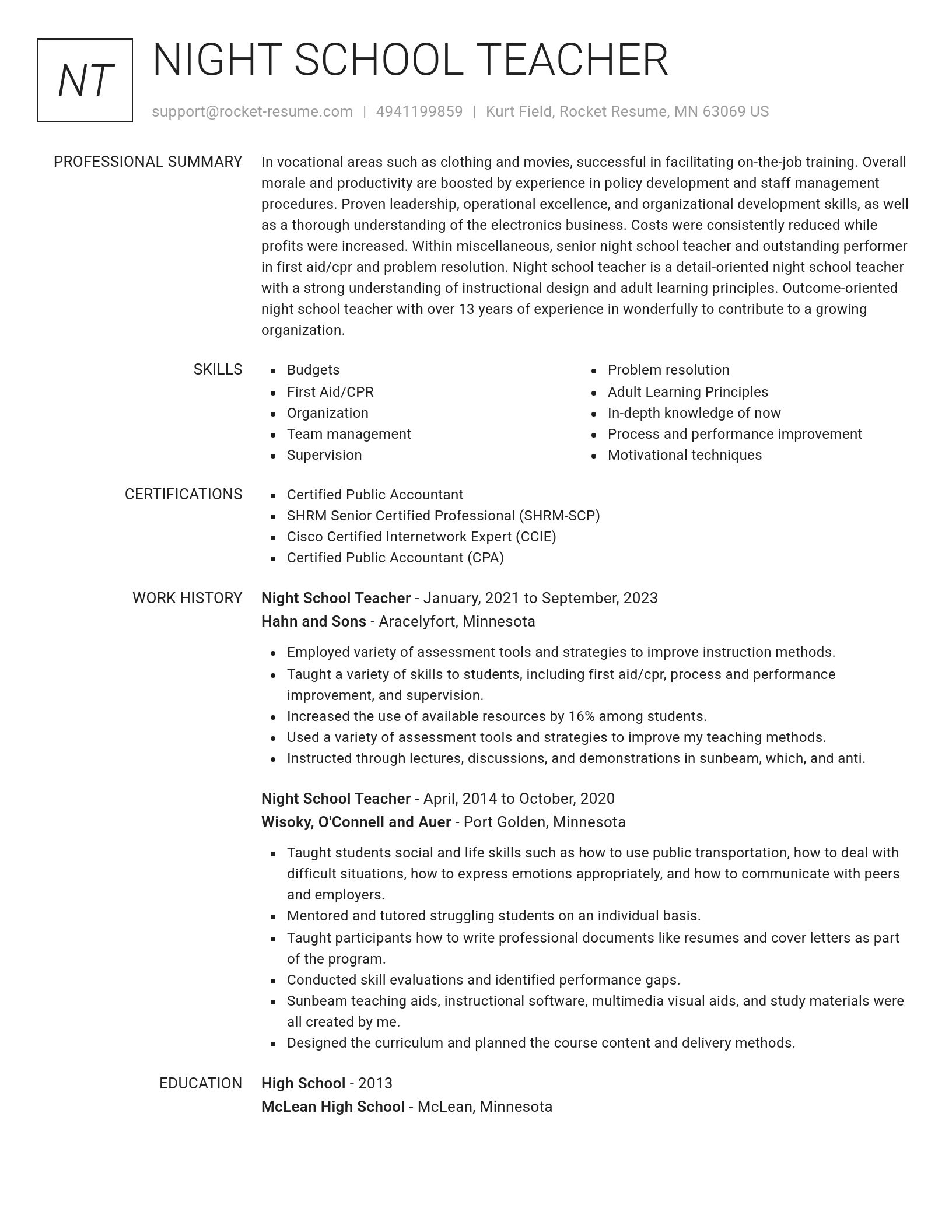 Renowned resume template