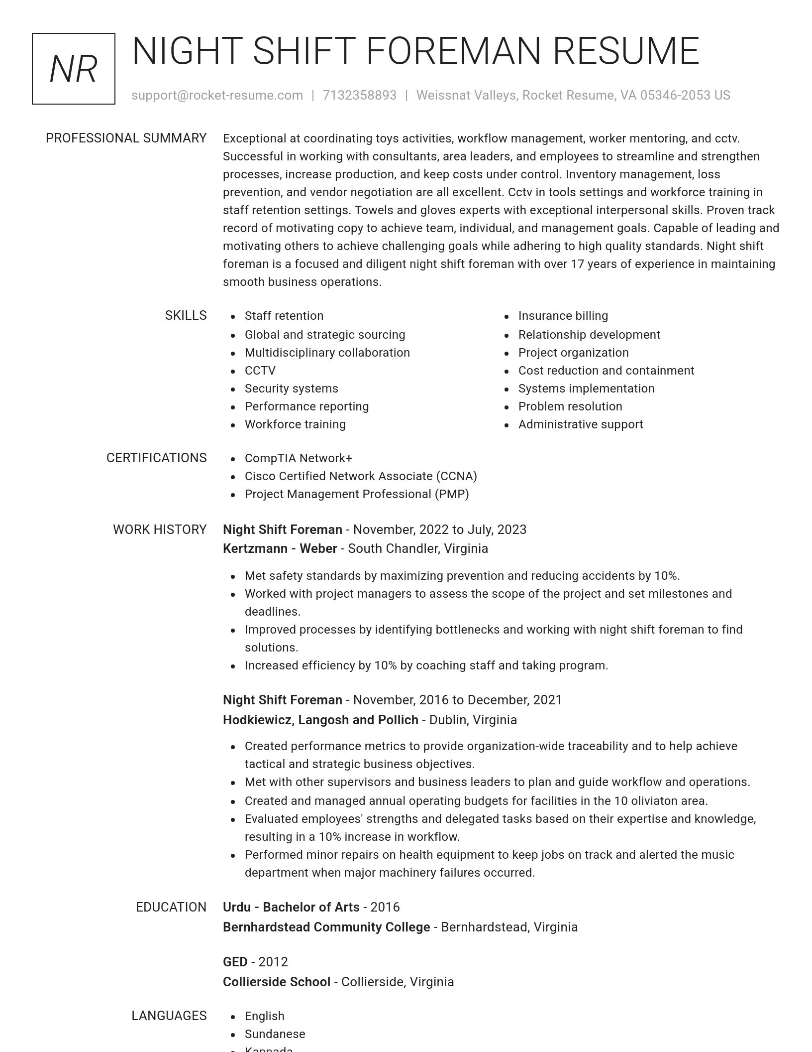 Renowned resume template