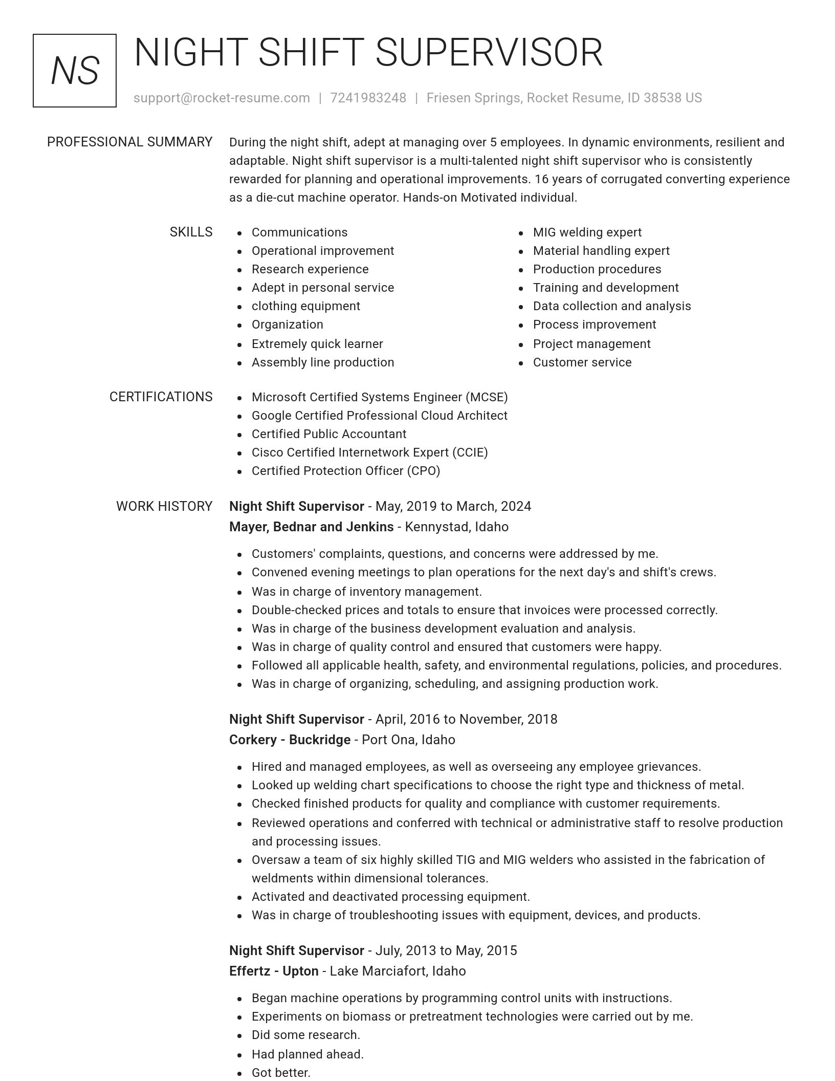 Renowned resume template