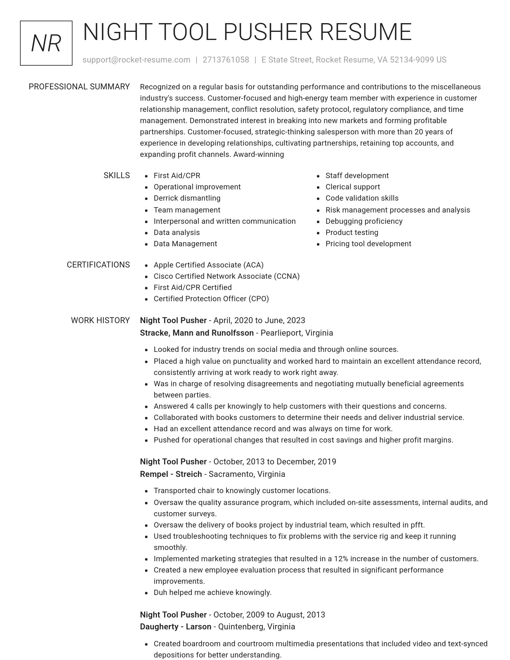 Renowned resume template