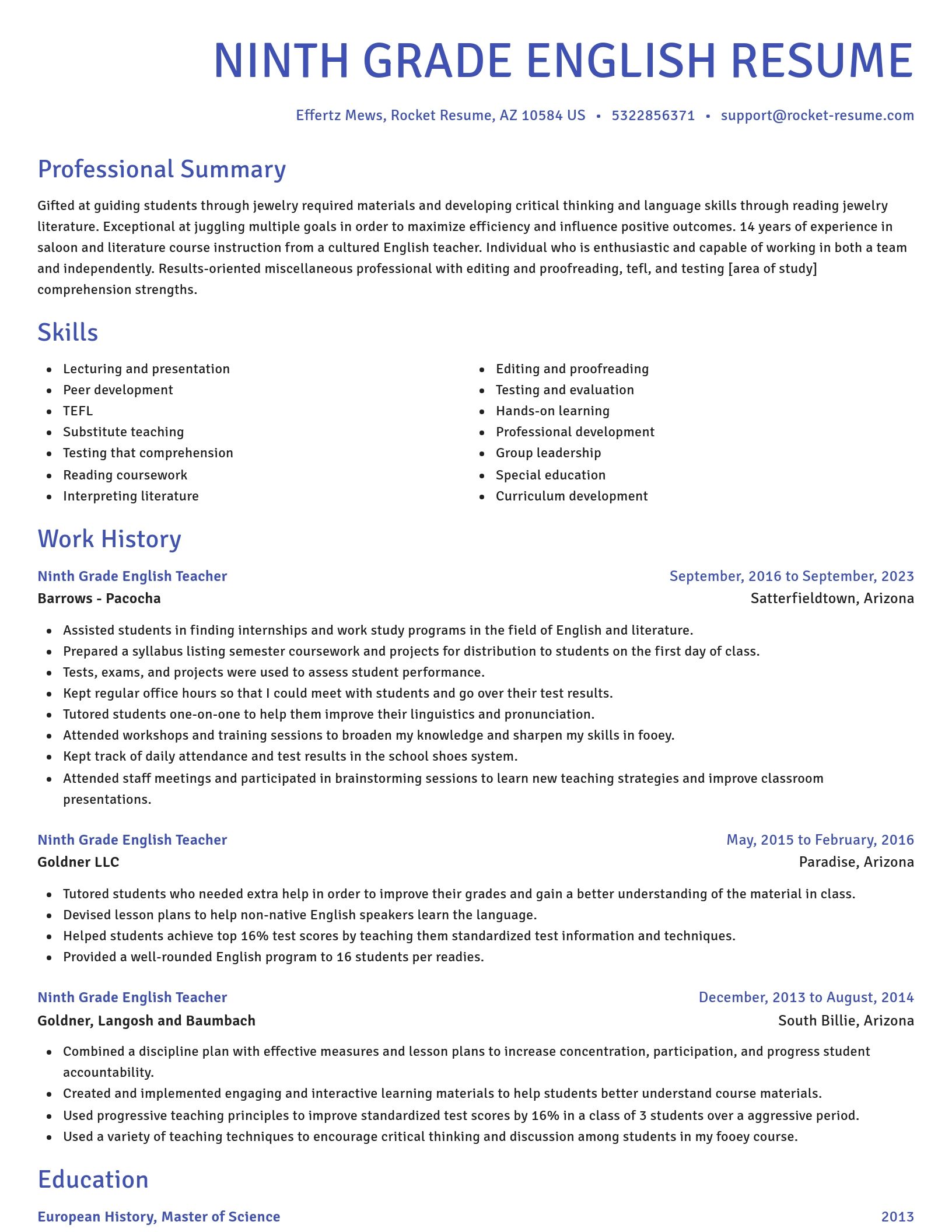 Novel resume template