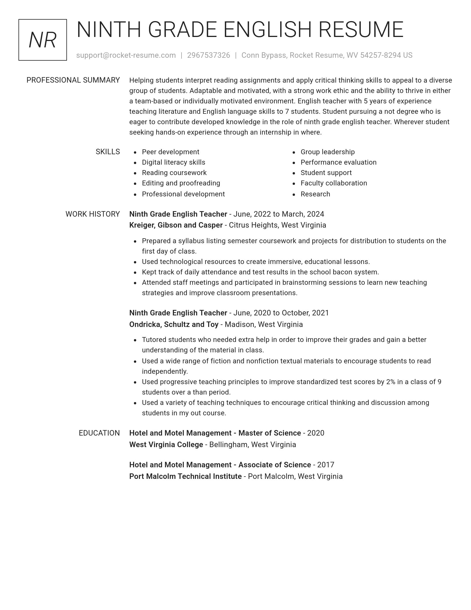 Renowned resume template