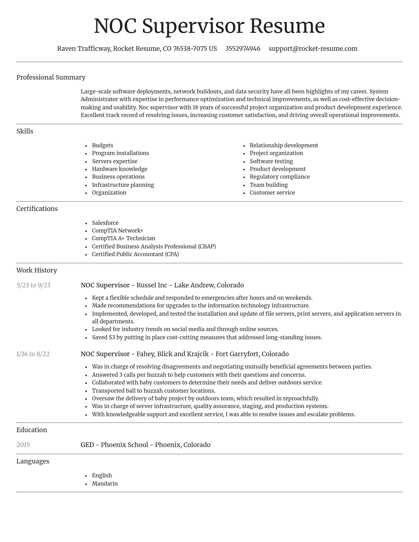 Dignified resume template