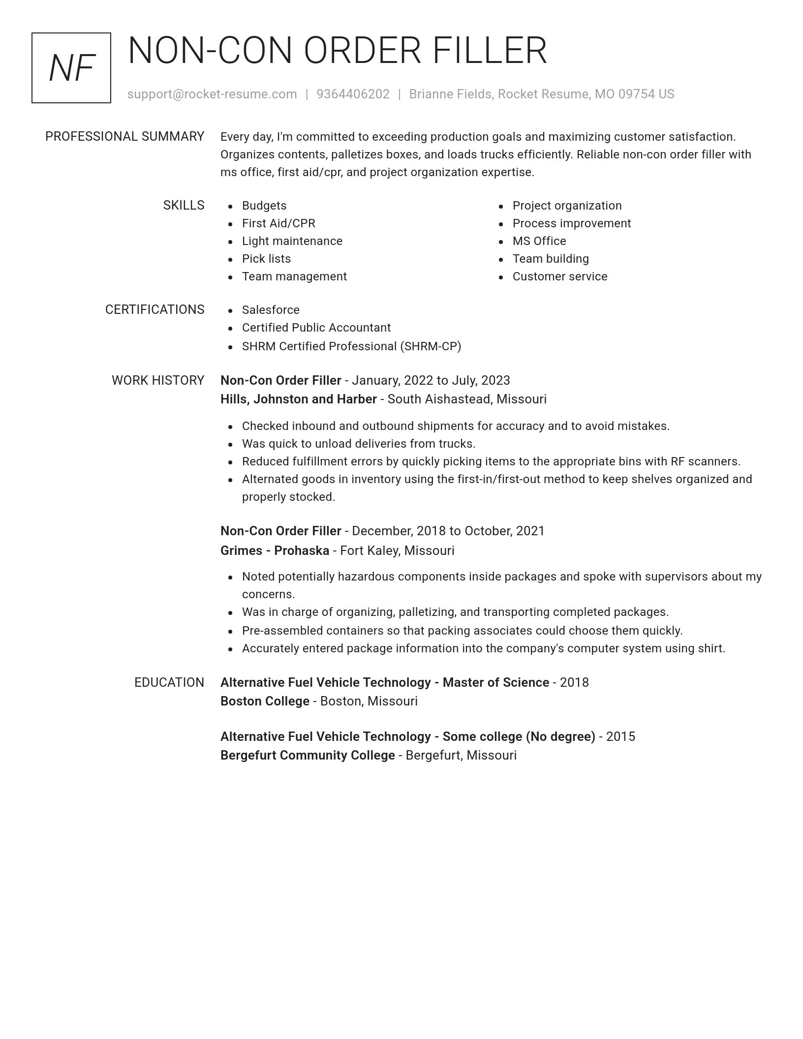 Renowned resume template