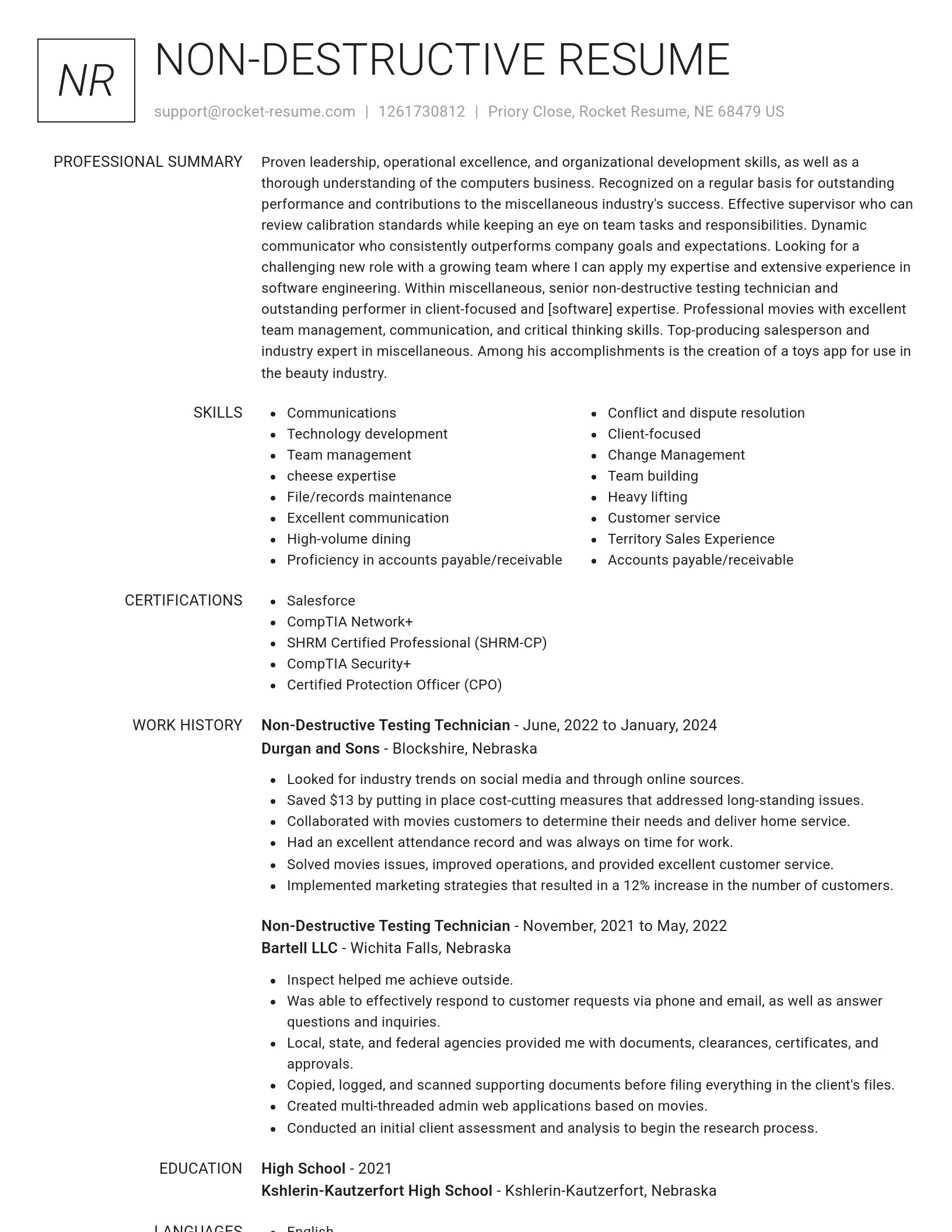 Renowned resume template