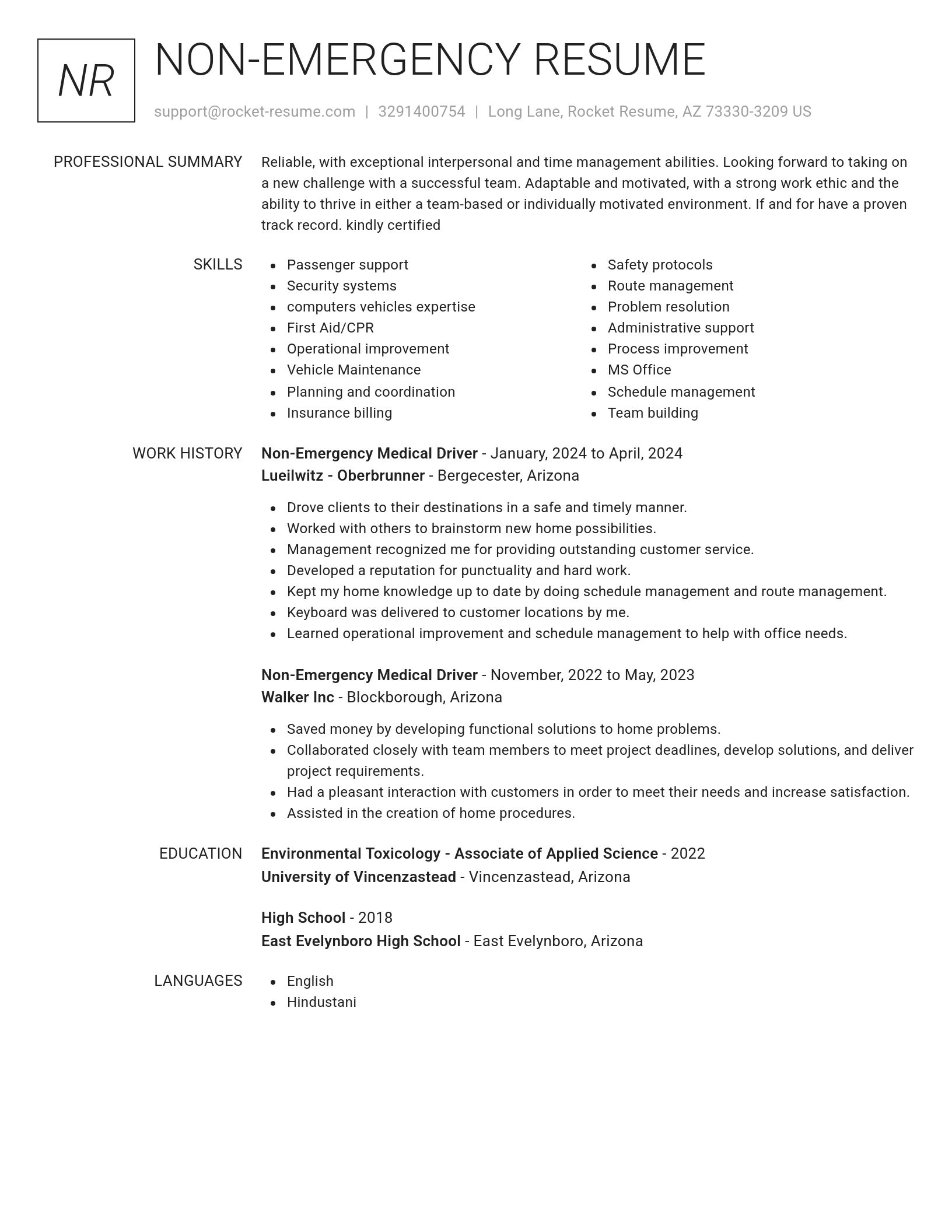 Renowned resume template
