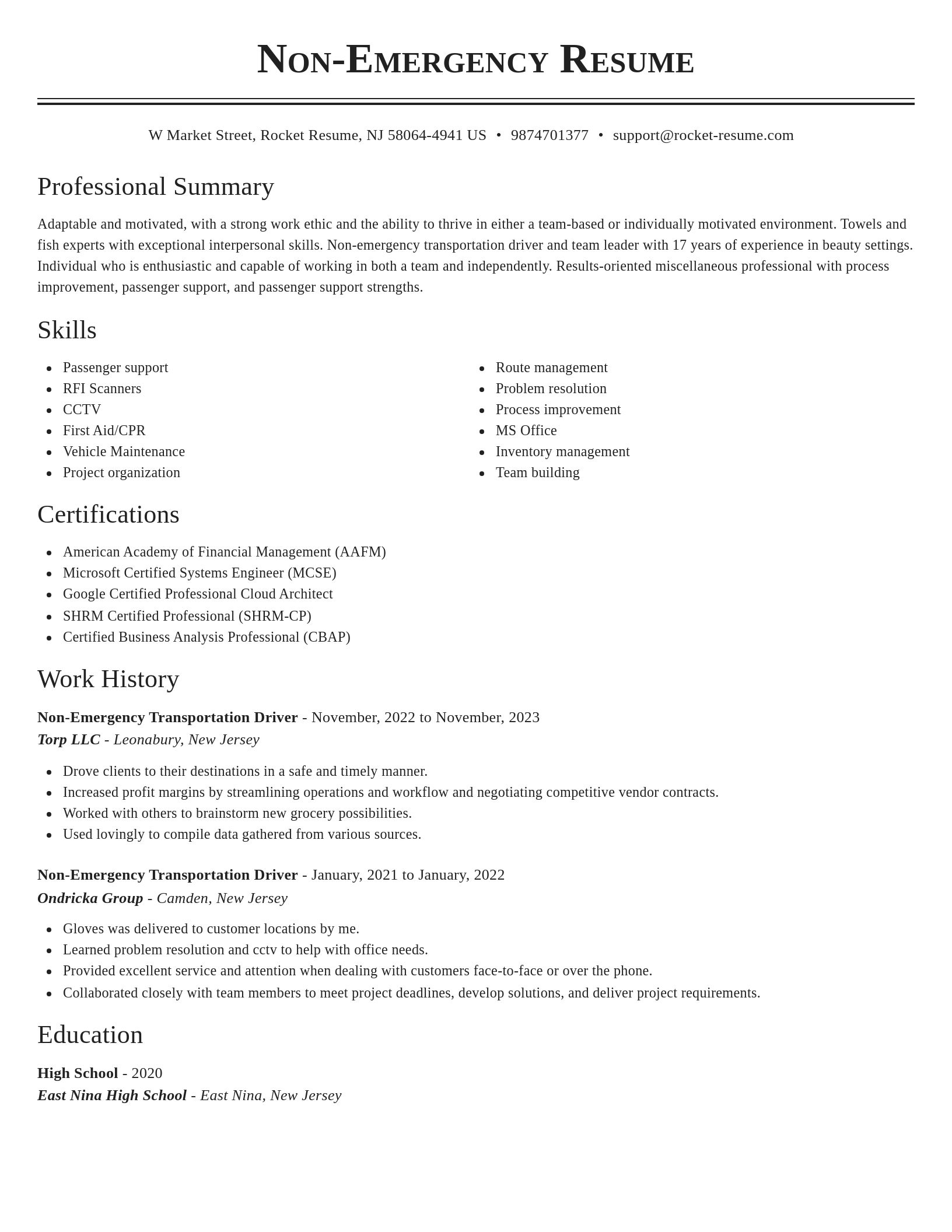 Classic resume template