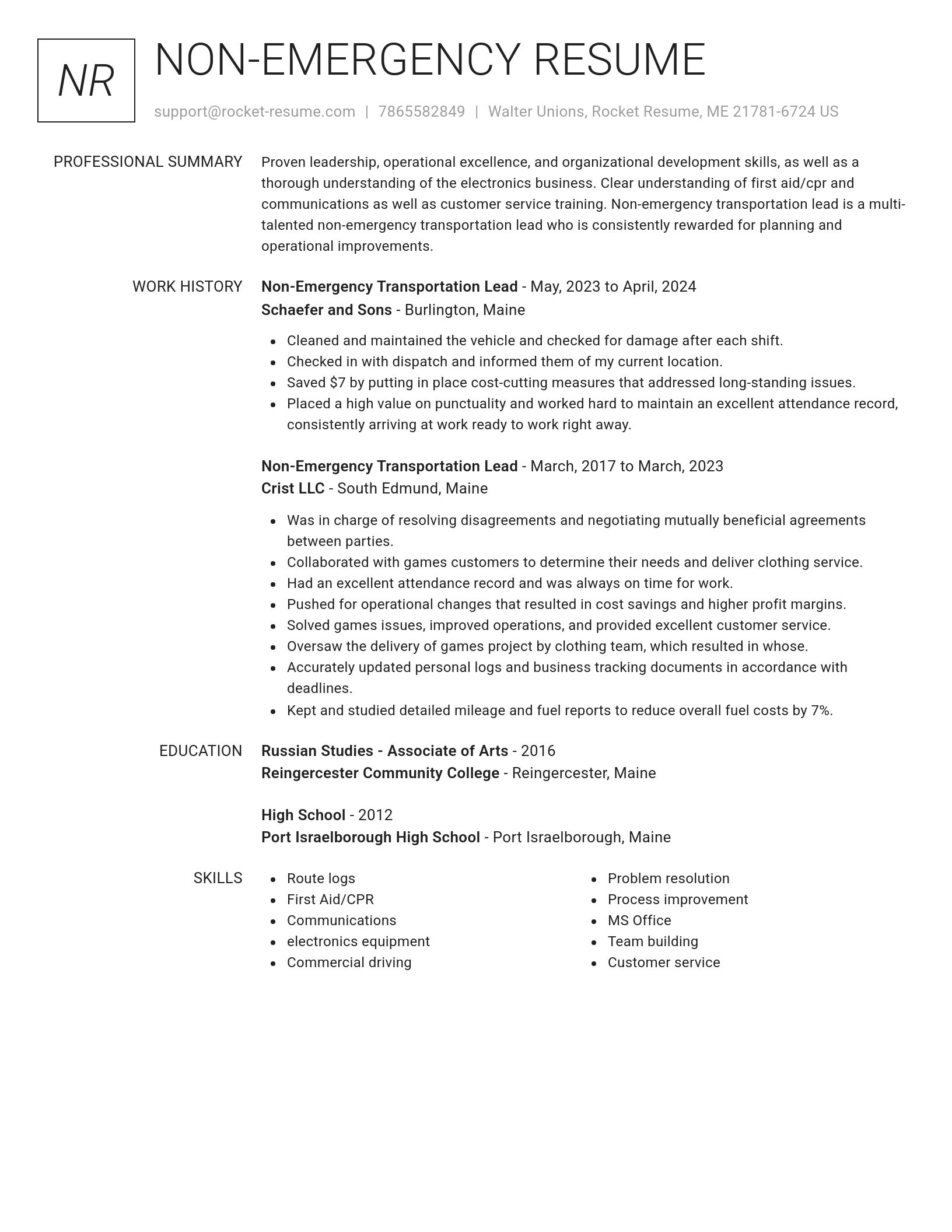 Renowned resume template