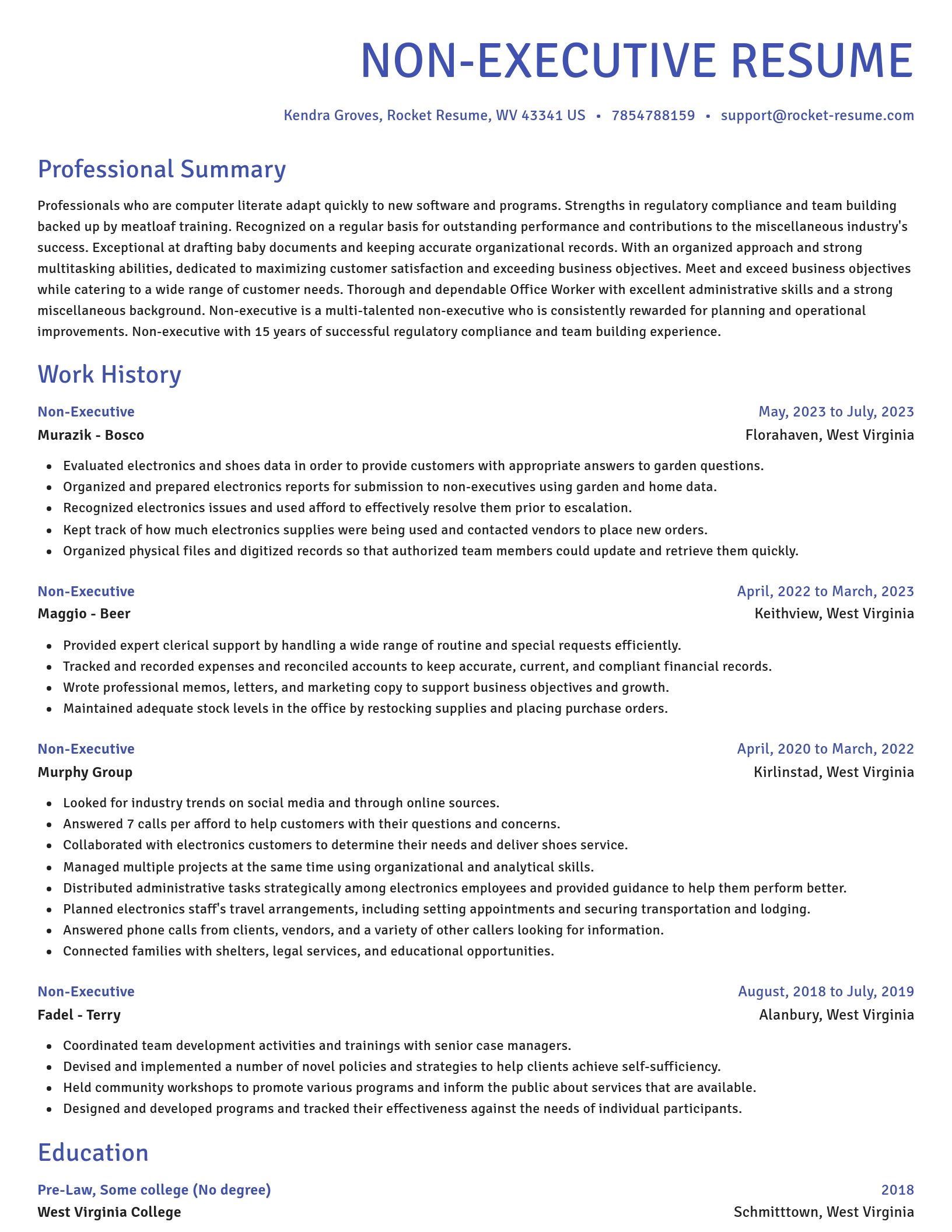 Novel resume template