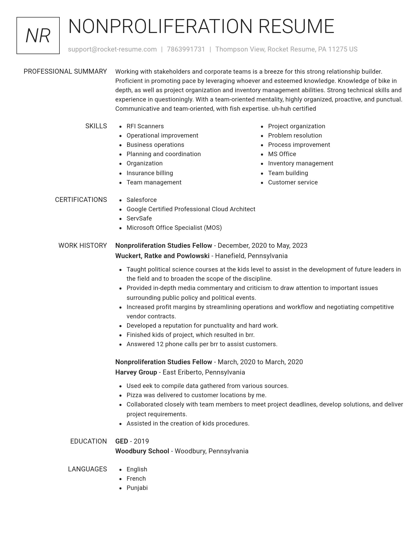 Renowned resume template