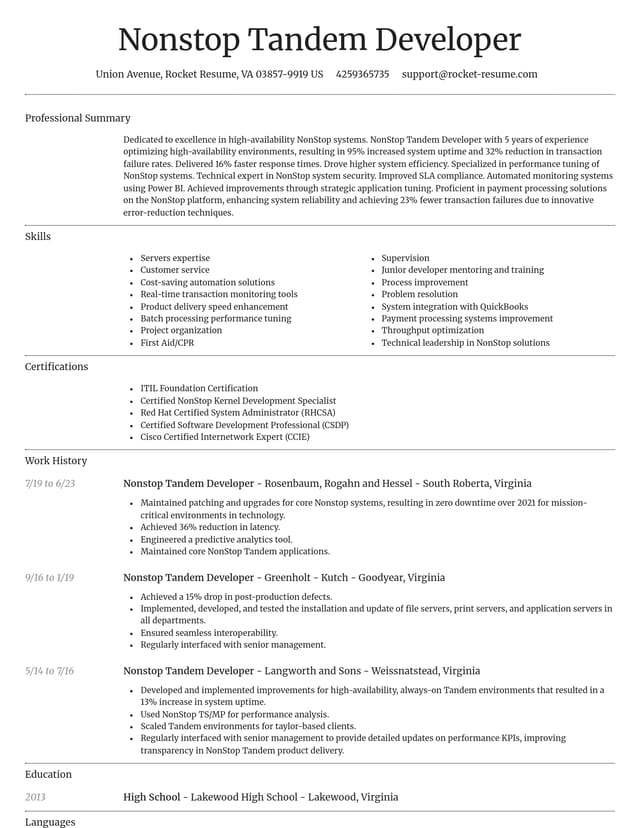 Dignified resume template