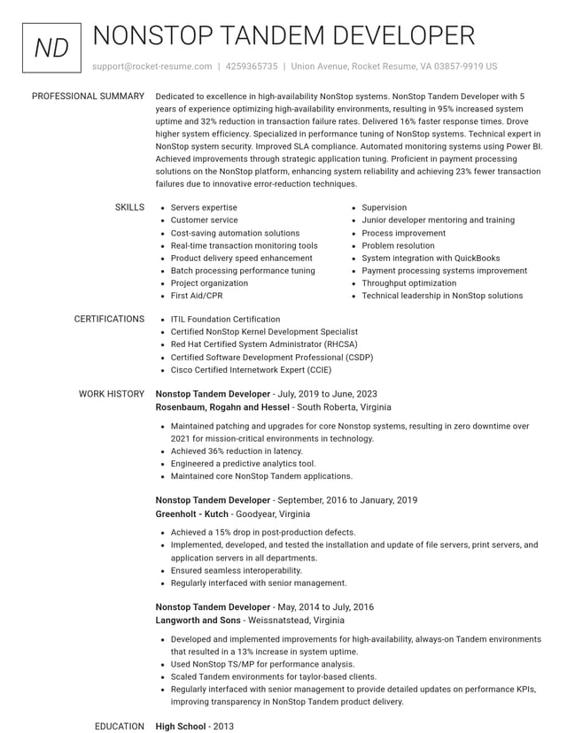 Renowned resume template