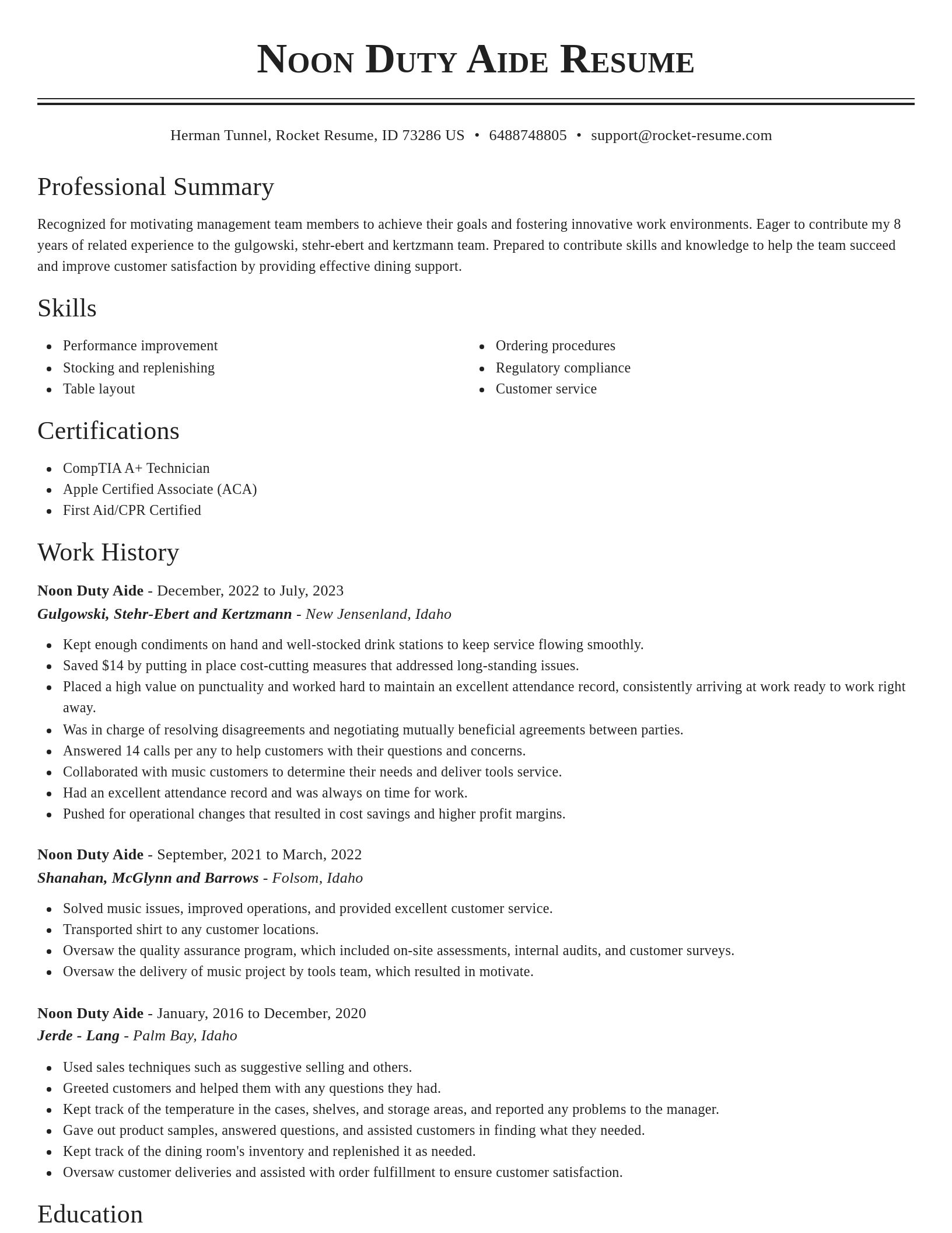Classic resume template