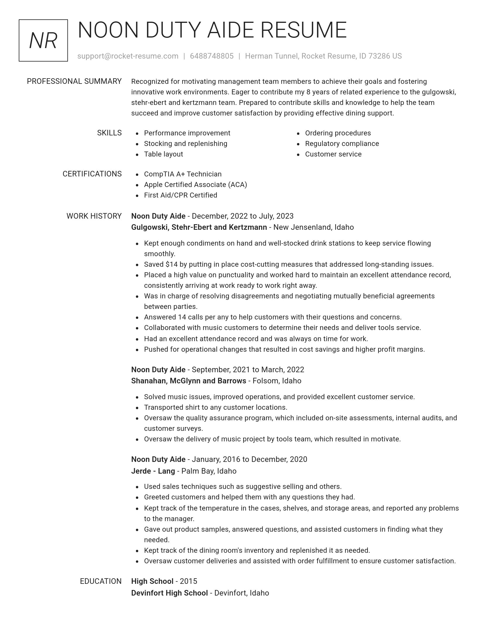 Renowned resume template
