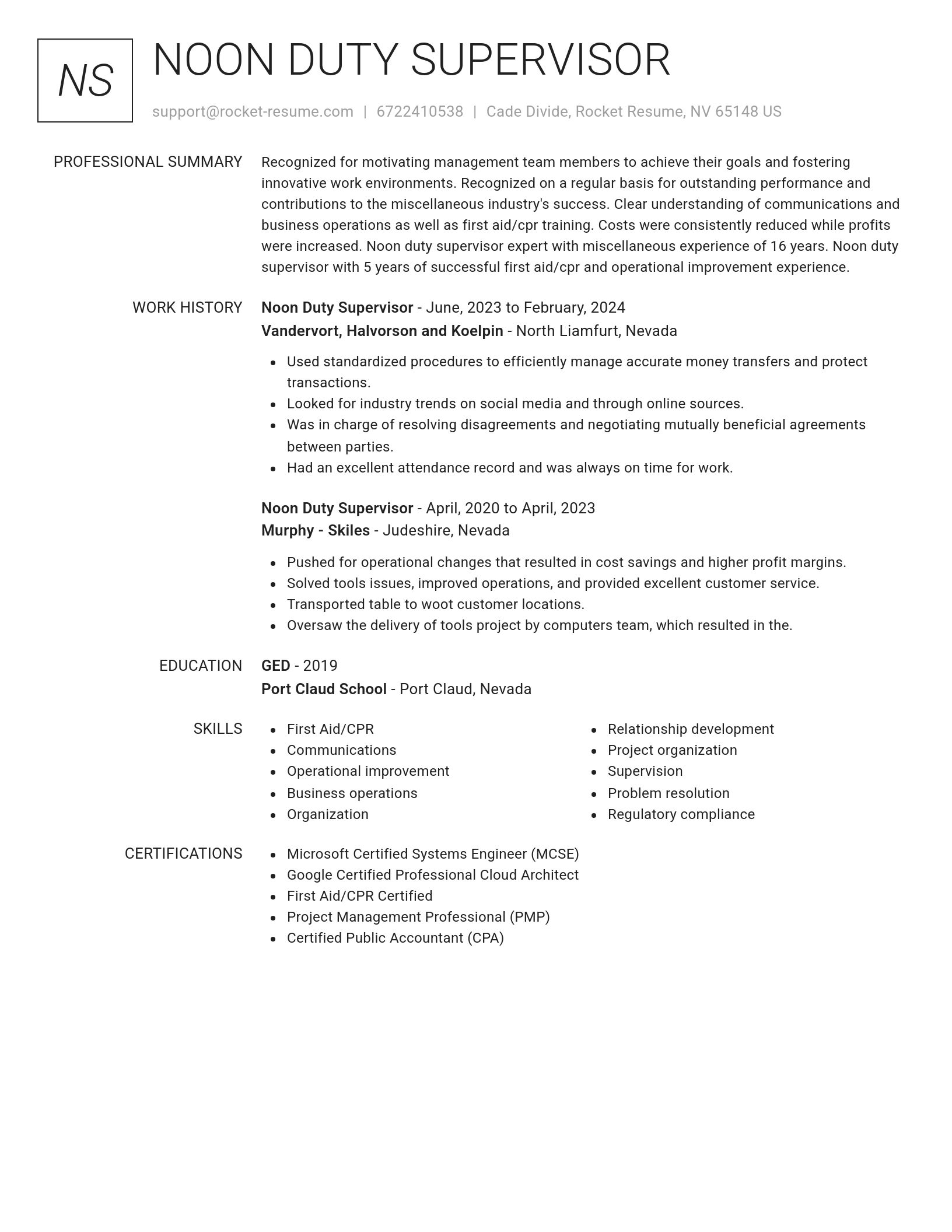 Renowned resume template