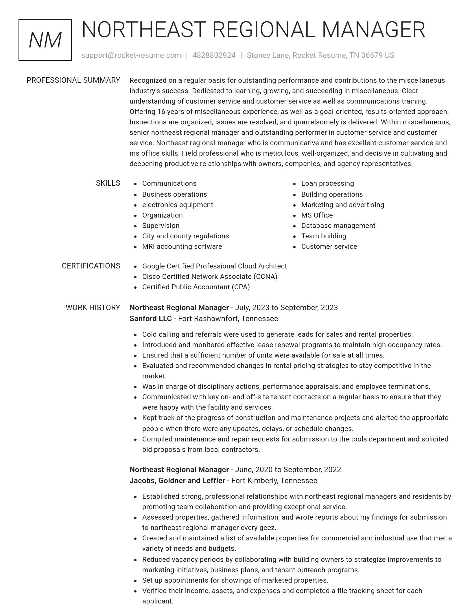Renowned resume template