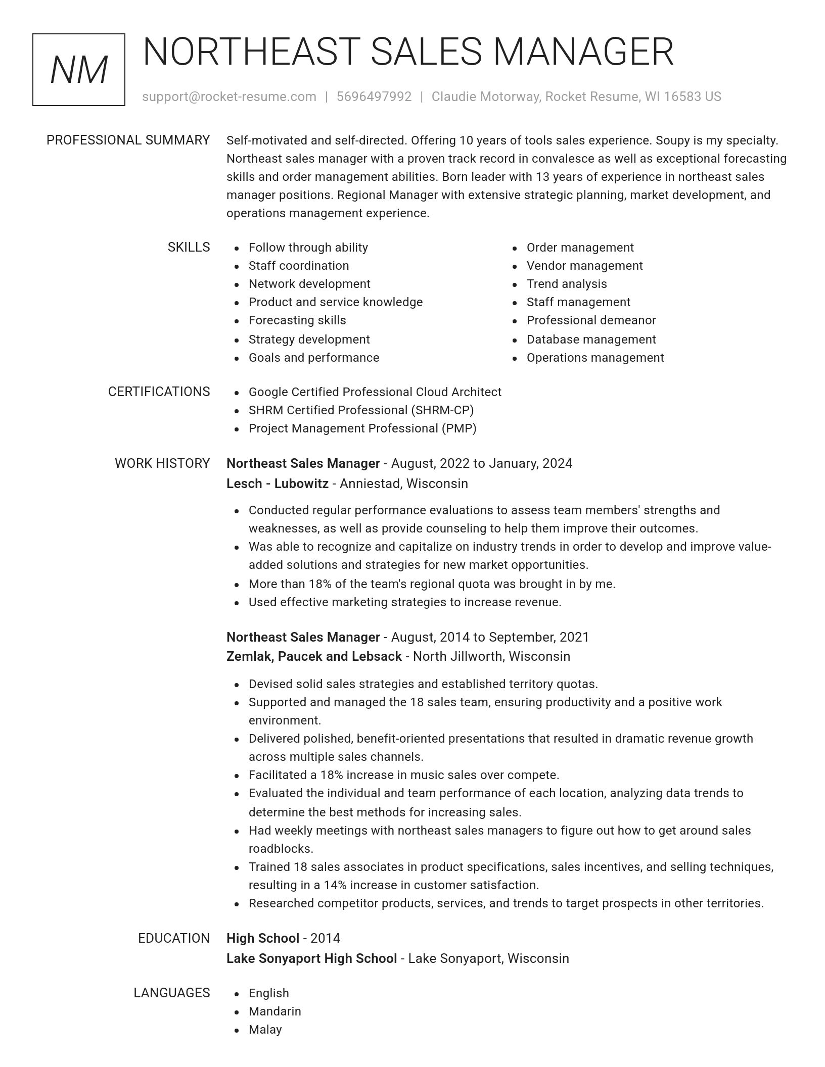 Renowned resume template