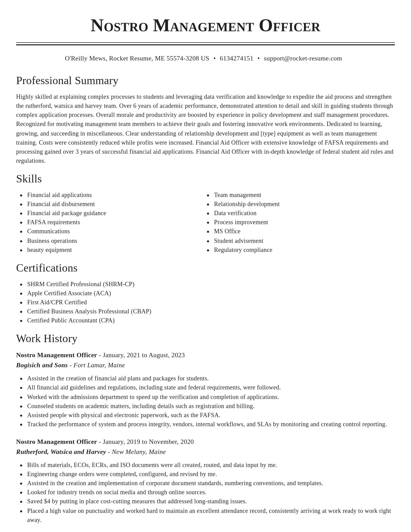 Classic resume template