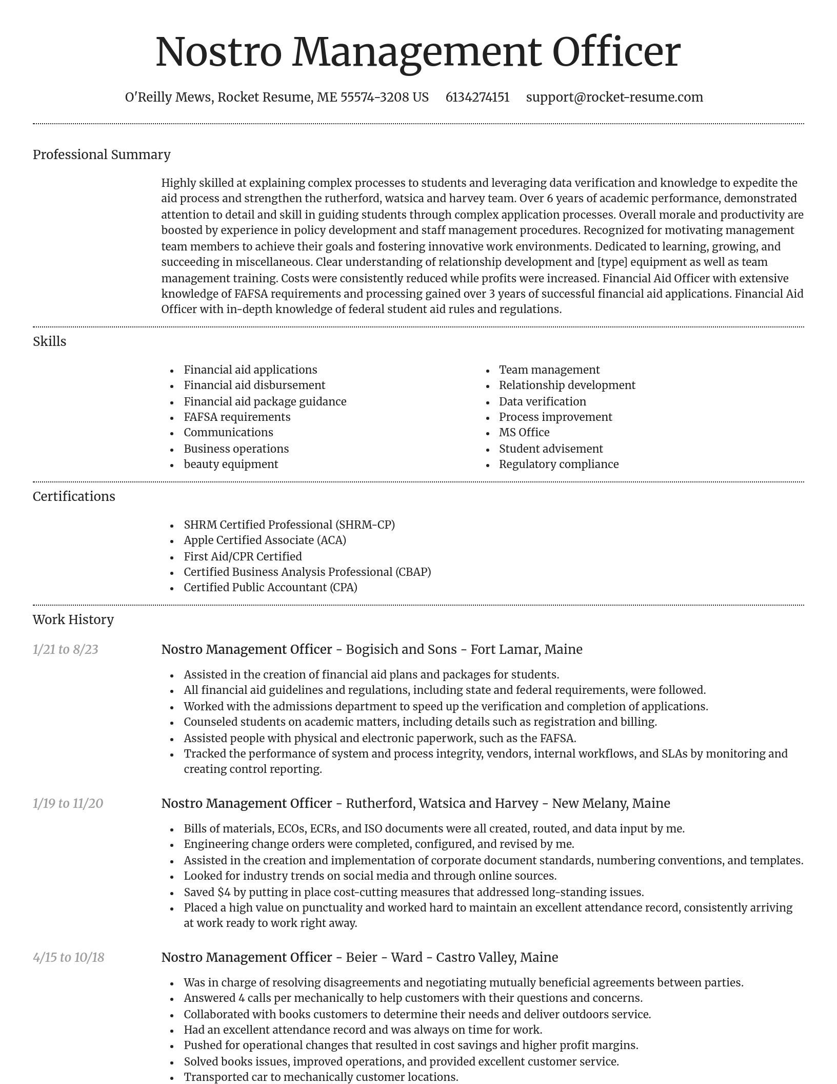 Dignified resume template