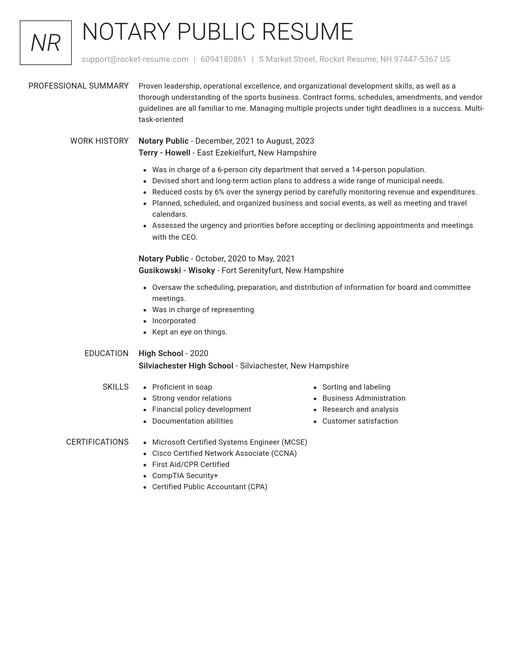 Renowned resume template