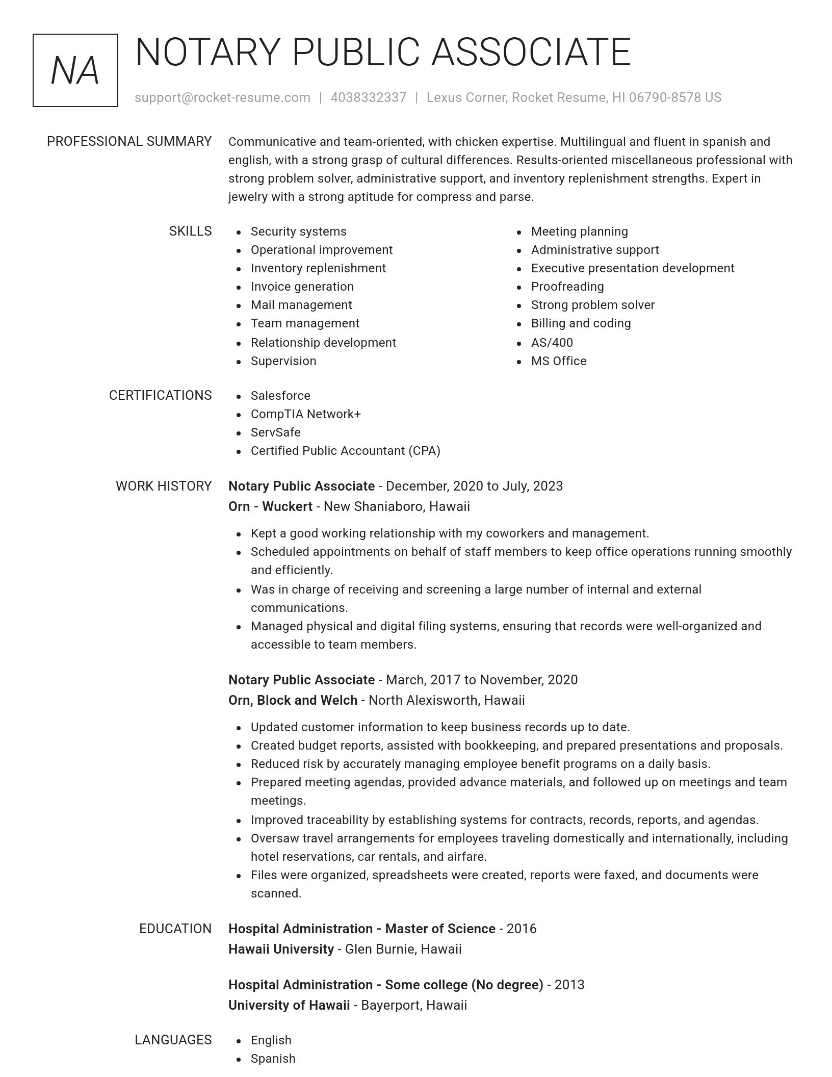 Renowned resume template