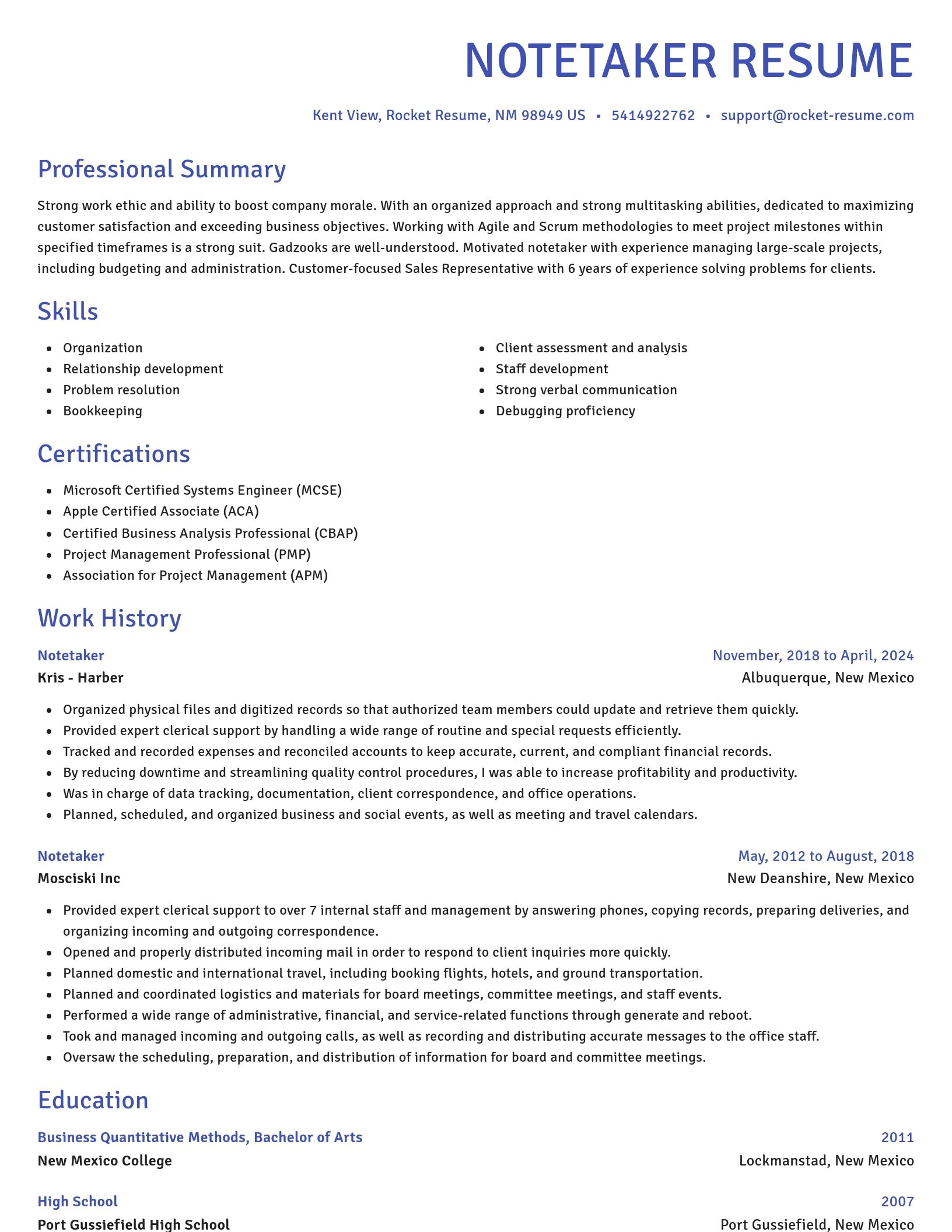 Novel resume template