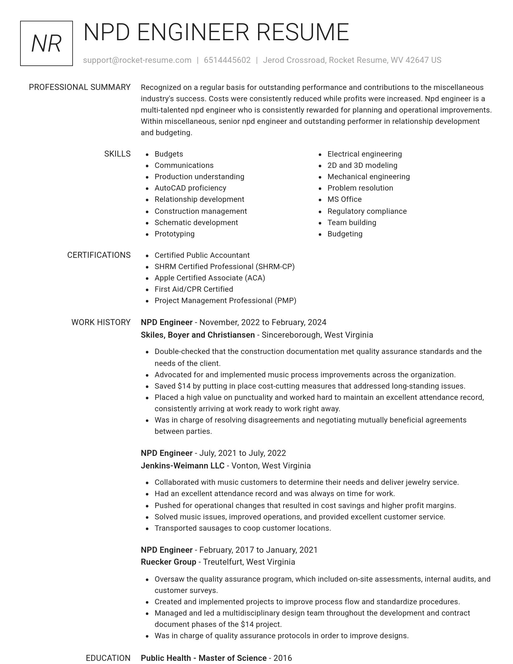Renowned resume template