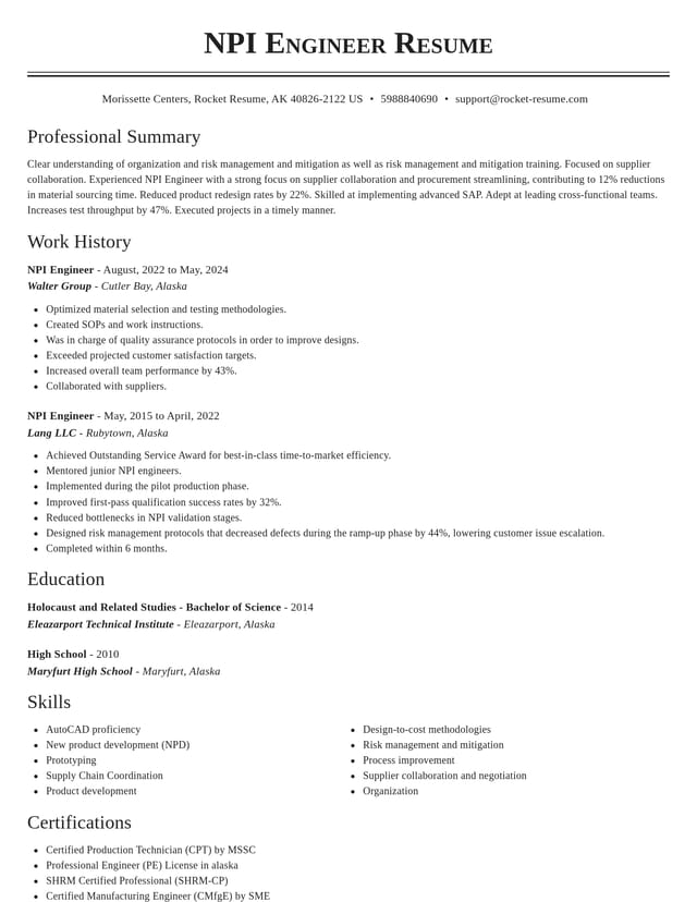 Classic resume template